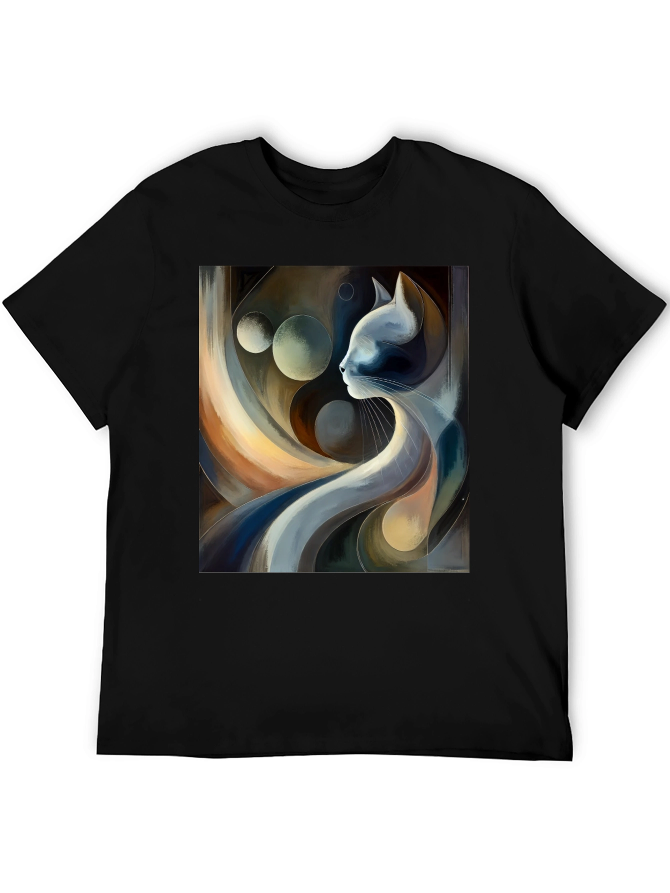 Abstract Cat Art Graphic Tee - Modern Style