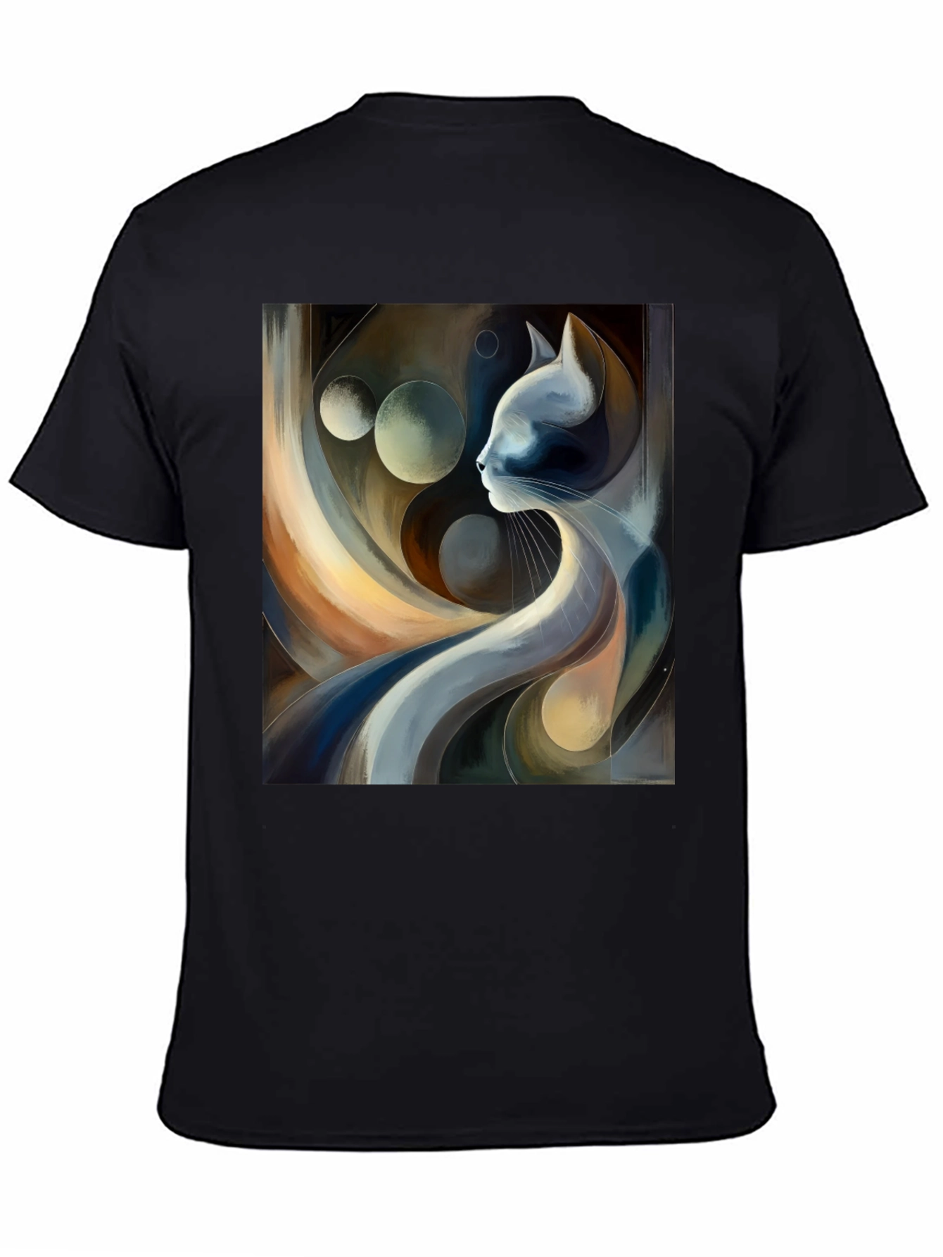 Abstract Cat Art Graphic Tee - Modern Style