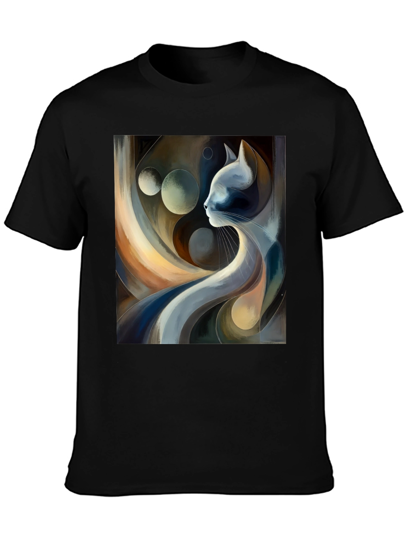 Abstract Cat Art Graphic Tee - Modern Style