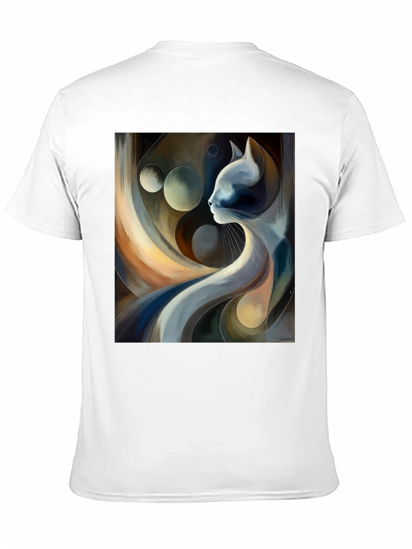 Abstract Cat Art Graphic Tee - Modern Style