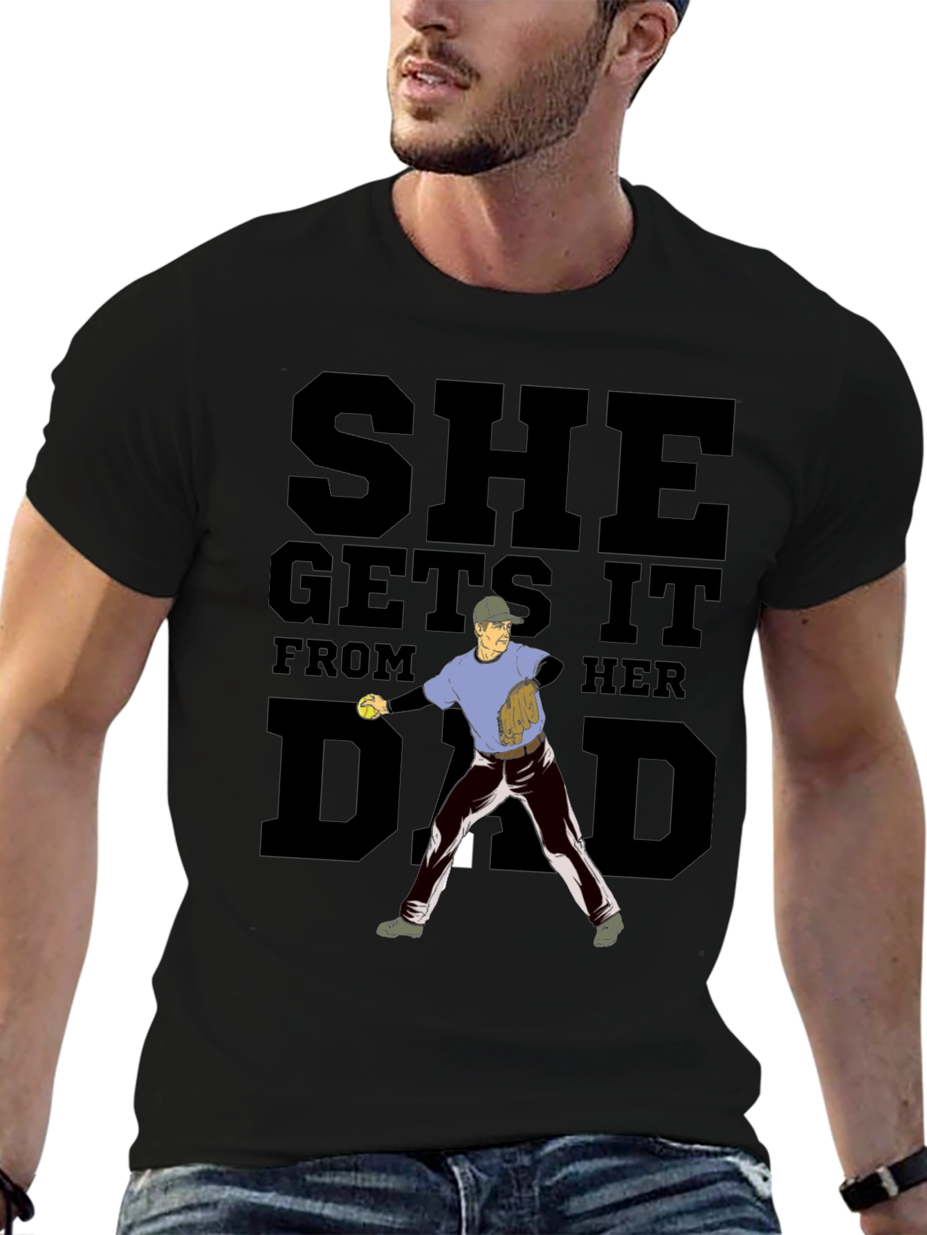 She Gets It From Her Dad Baseball T-Shirt