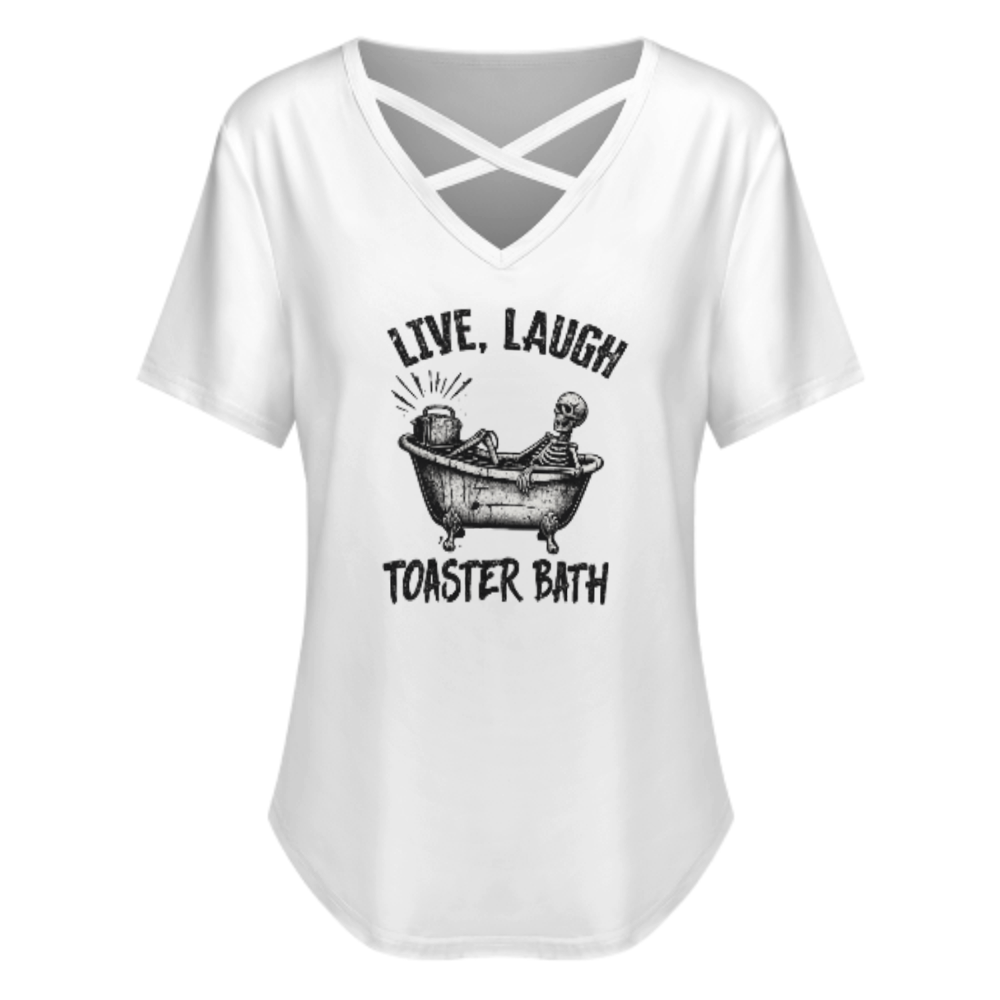 Live Laugh Toaster Bath Skeleton Shirt – Dark Humor Vintage Gothic Graphic Tee(z946)
