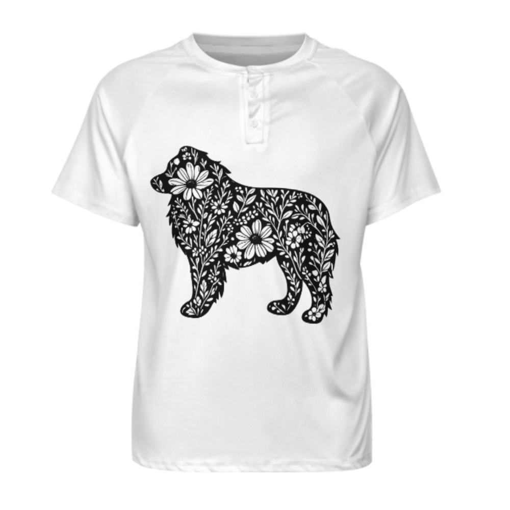 Floral Dog Silhouette T-Shirt | Nature-Inspired Pet Lover Graphic Tee(z977)