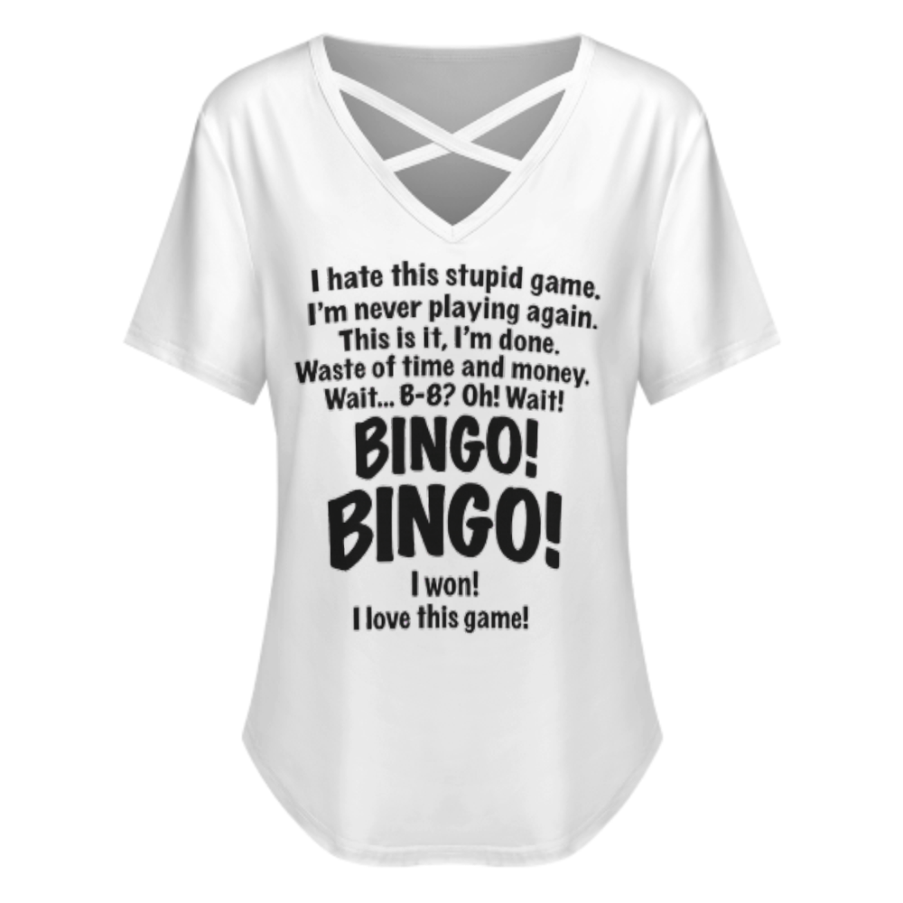 Funny Bingo Lover T-Shirt – “I Hate This Stupid Game... BINGO!” Humorous Bingo Player Graphic Tee(z942)