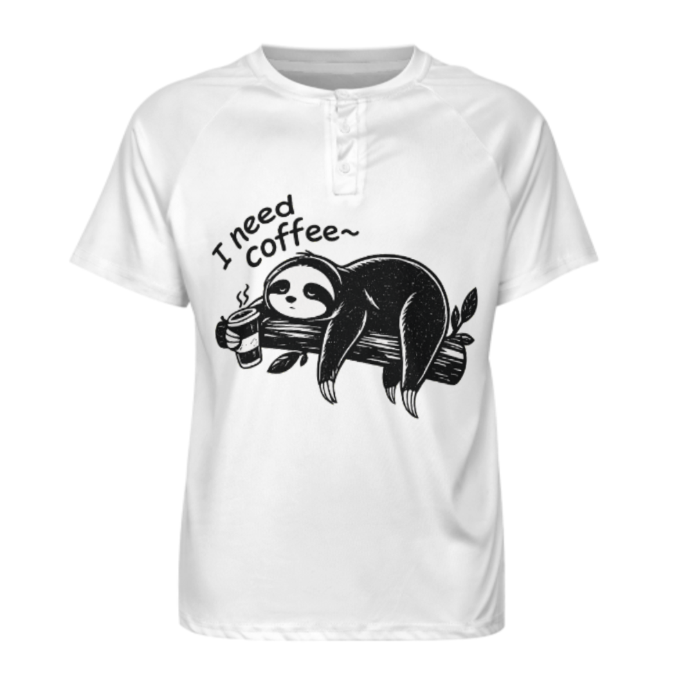 I Need Coffee Funny Sloth Graphic T-Shirt – Cute Lazy Animal Lover Tee(z974)