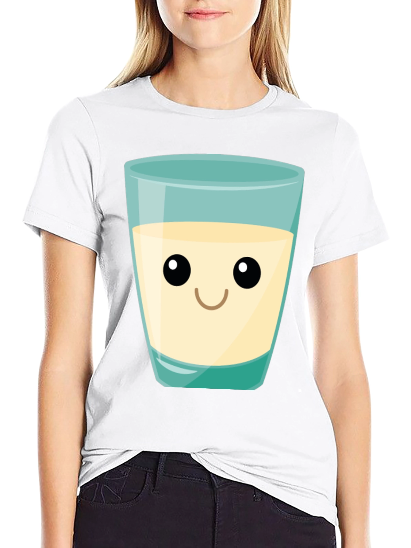 Cute Milk Glass Graphic Tee - Black Cotton T-Shirt