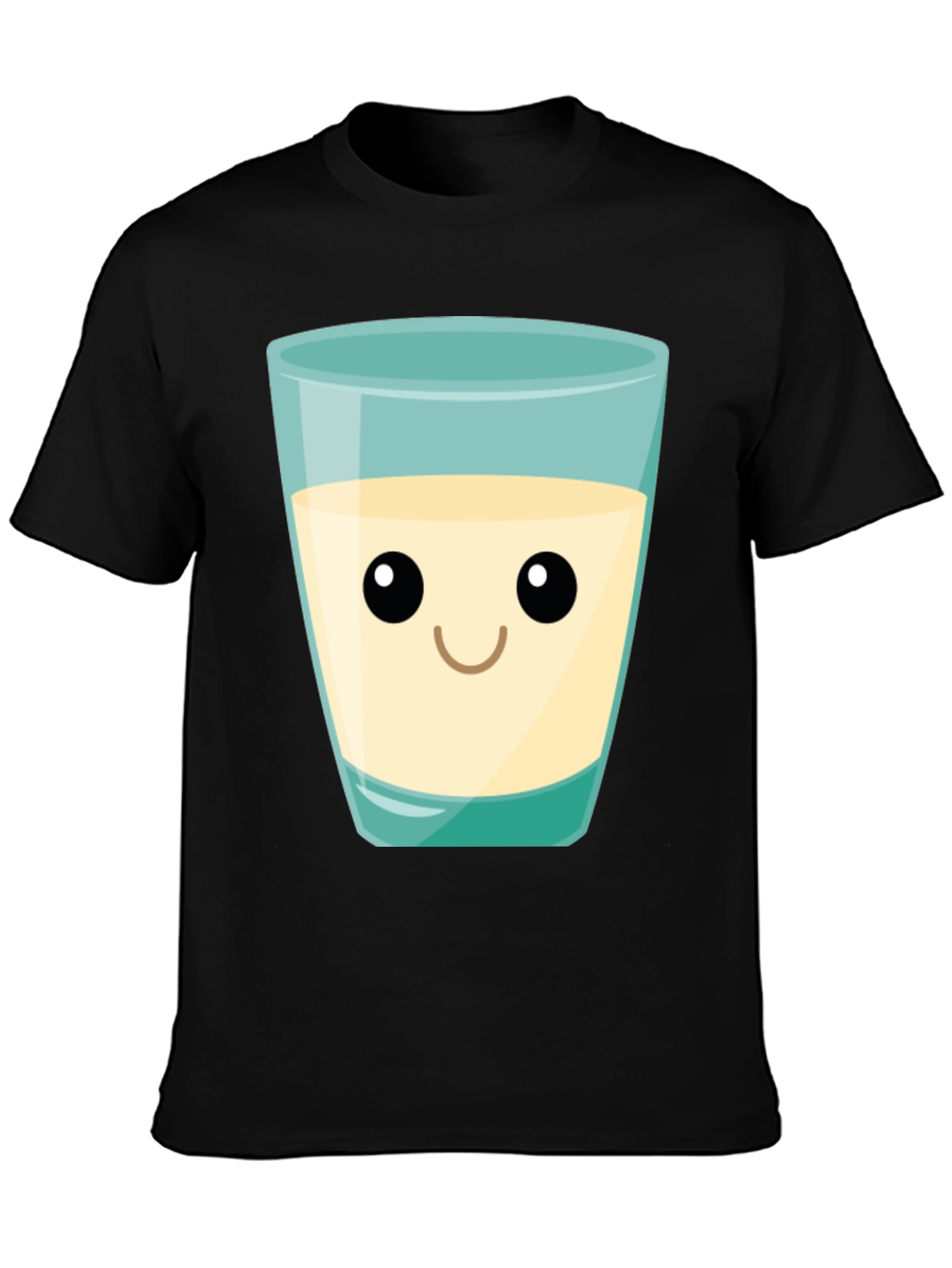 Cute Milk Glass Graphic Tee - Black Cotton T-Shirt