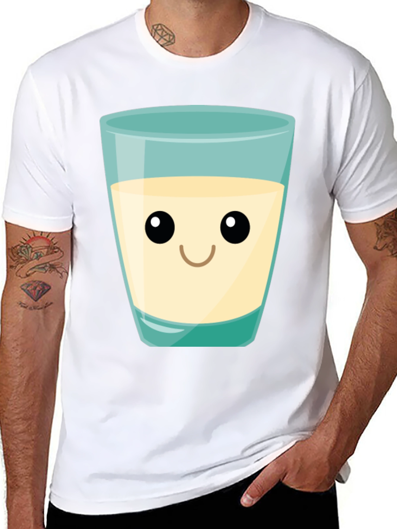 Cute Milk Glass Graphic Tee - Black Cotton T-Shirt