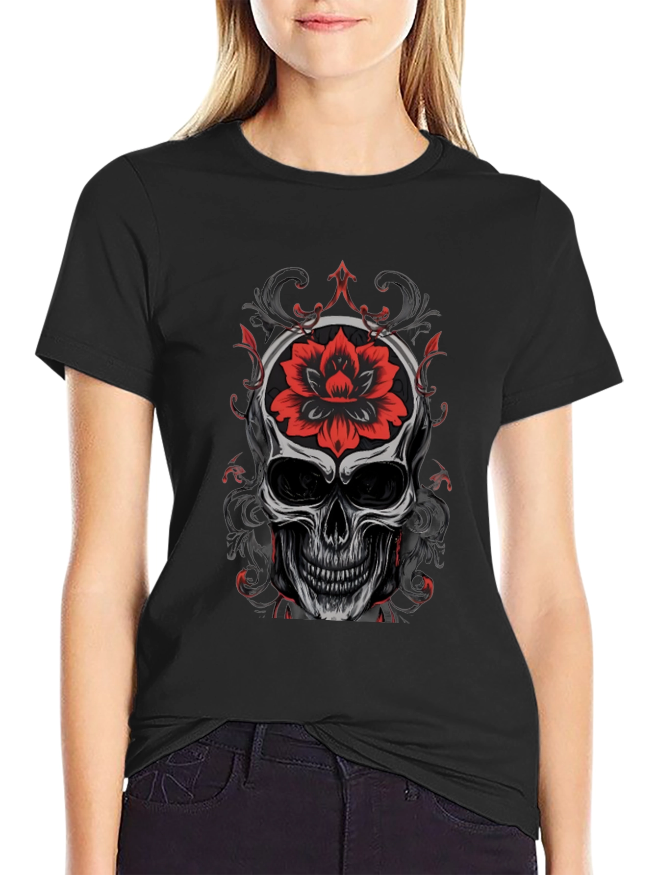 Skull & Rose Graphic T-Shirt - Bold Streetwear
