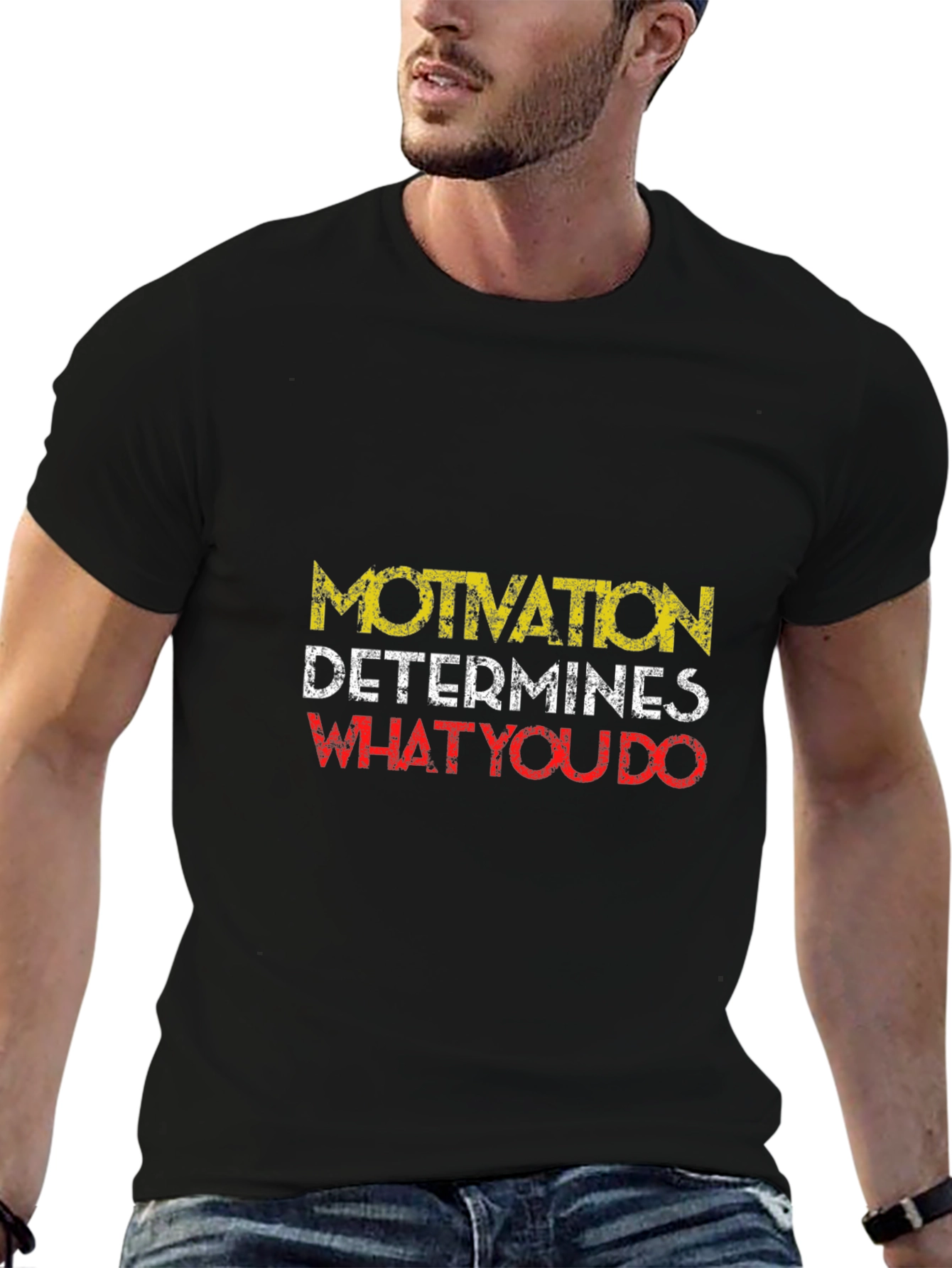 Motivational Graphic Print T-Shirt - Black