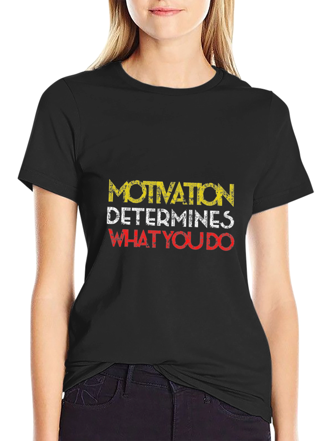 Motivational Graphic Print T-Shirt - Black