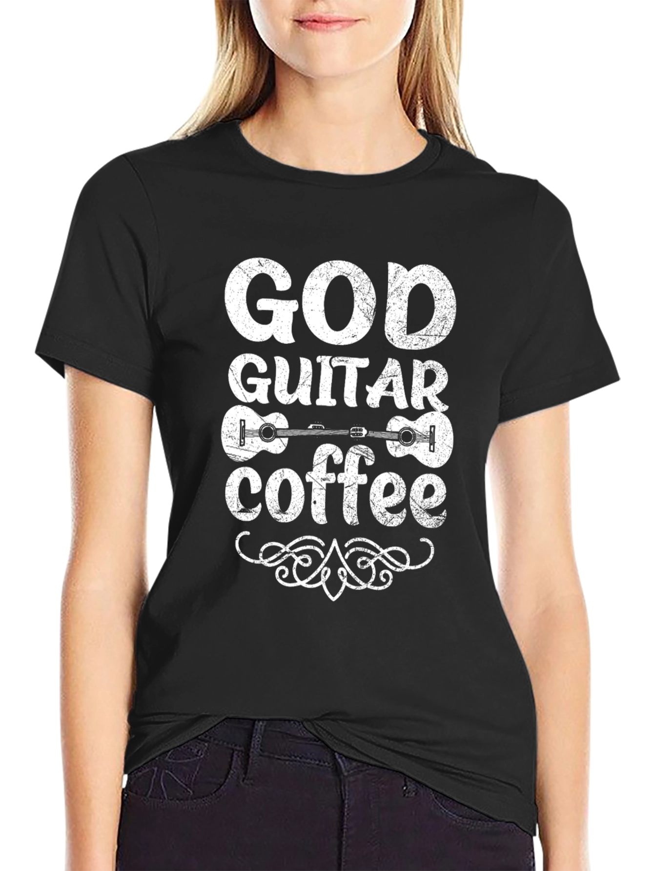 God Guitar Coffee T-Shirt - Black