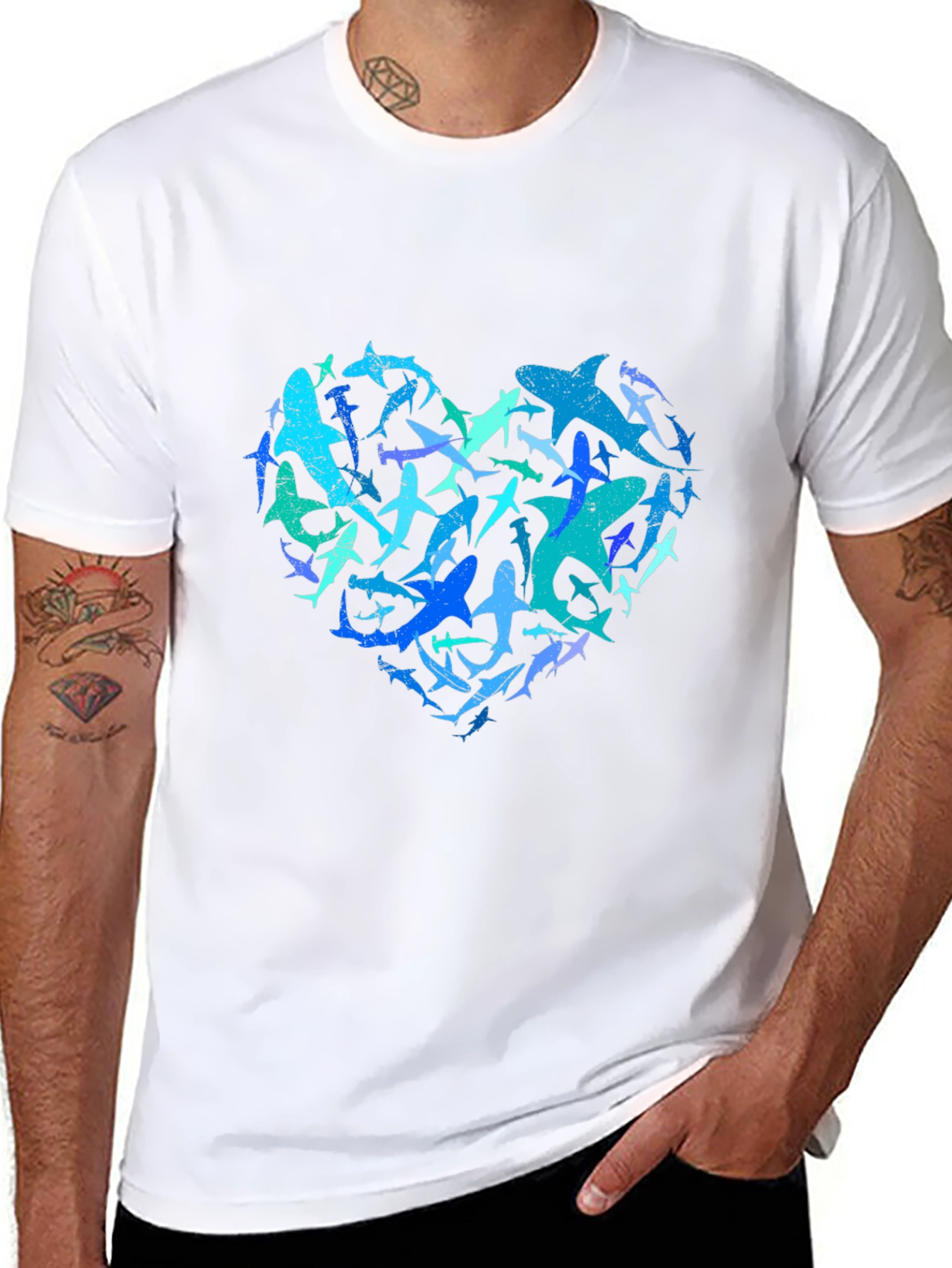 Shark Heart Graphic Tee - Ocean Lovers Black T-Shirt