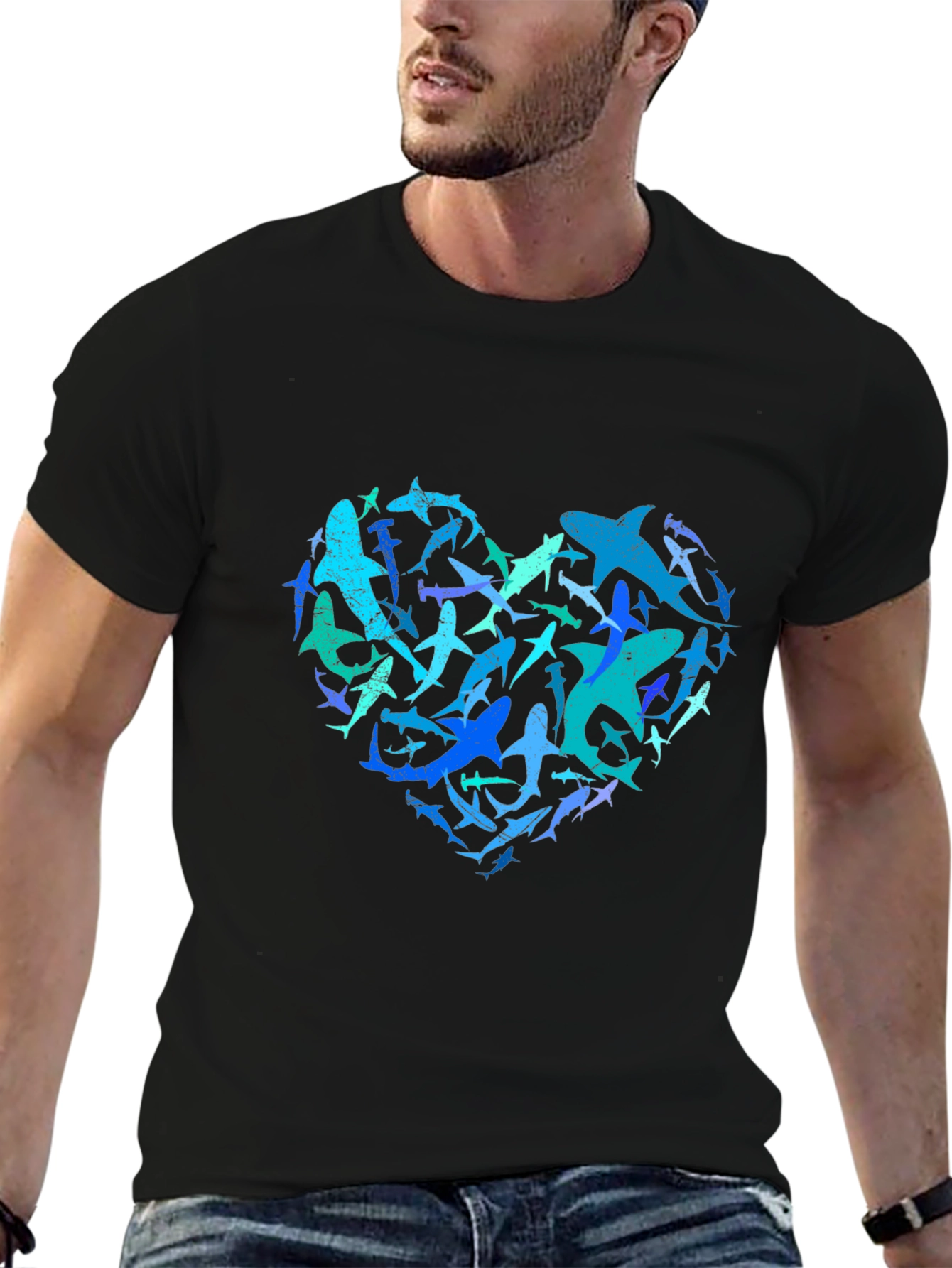 Shark Heart Graphic Tee - Ocean Lovers Black T-Shirt