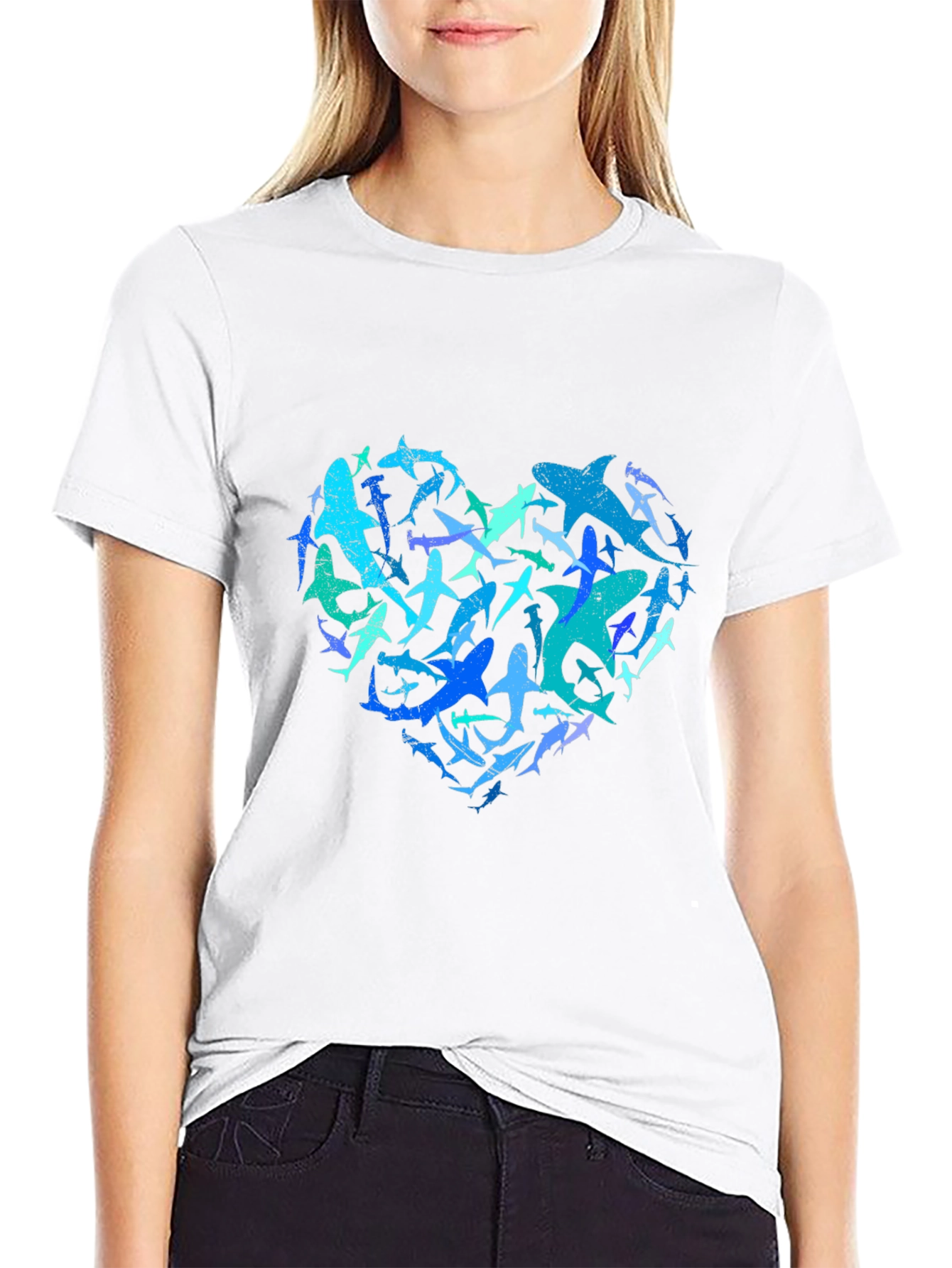 Shark Heart Graphic Tee - Ocean Lovers Black T-Shirt