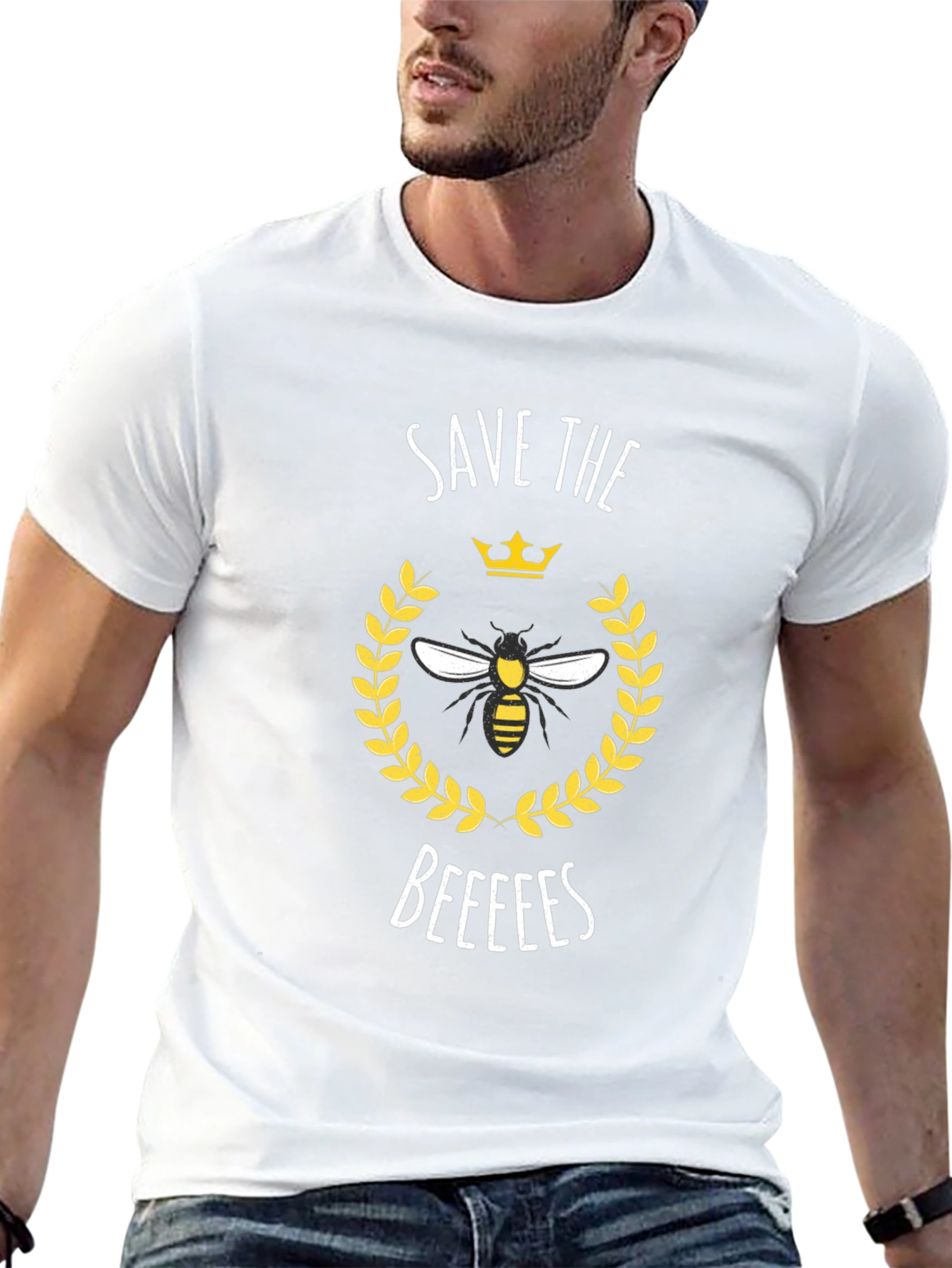 Save the Beeees Graphic Tee - Black Cotton T-Shirt