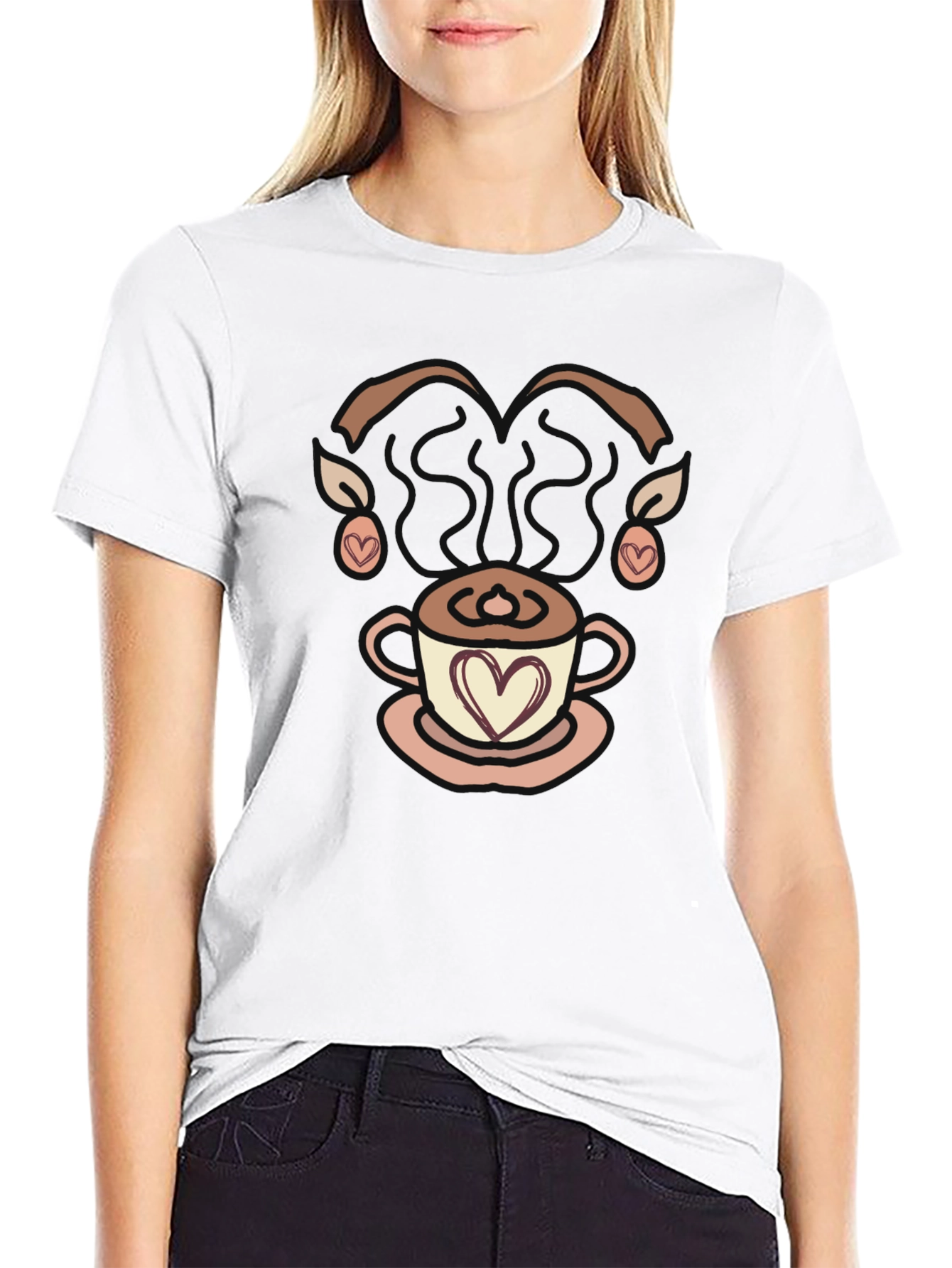 Coffee Lovers Graphic Tee - Heart Latte Art