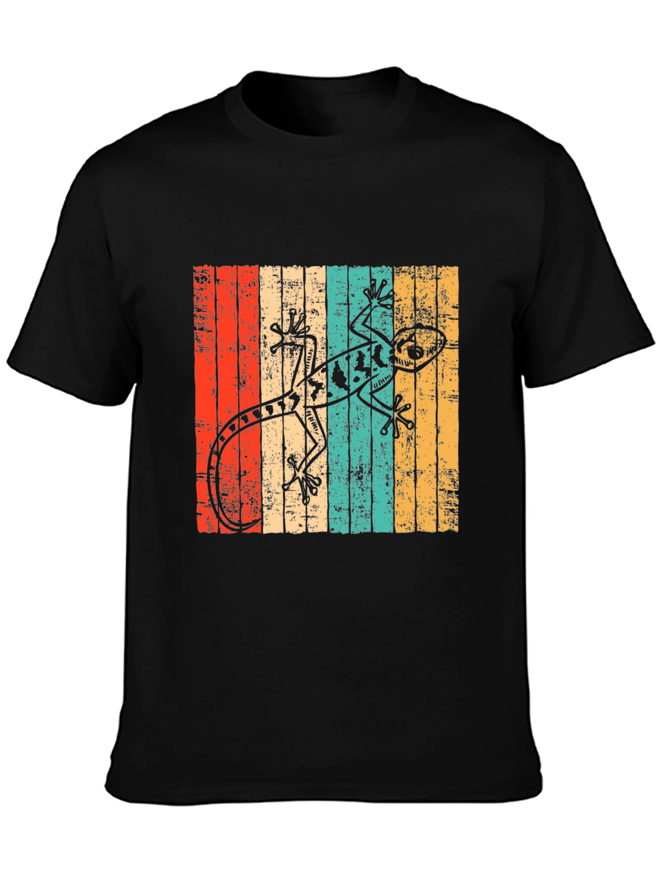 Retro Gecko Graphic T-Shirt - Black