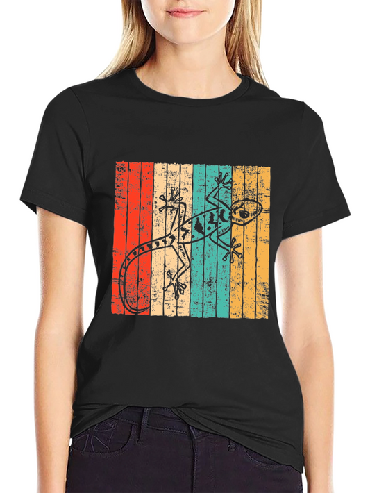 Retro Gecko Graphic T-Shirt - Black