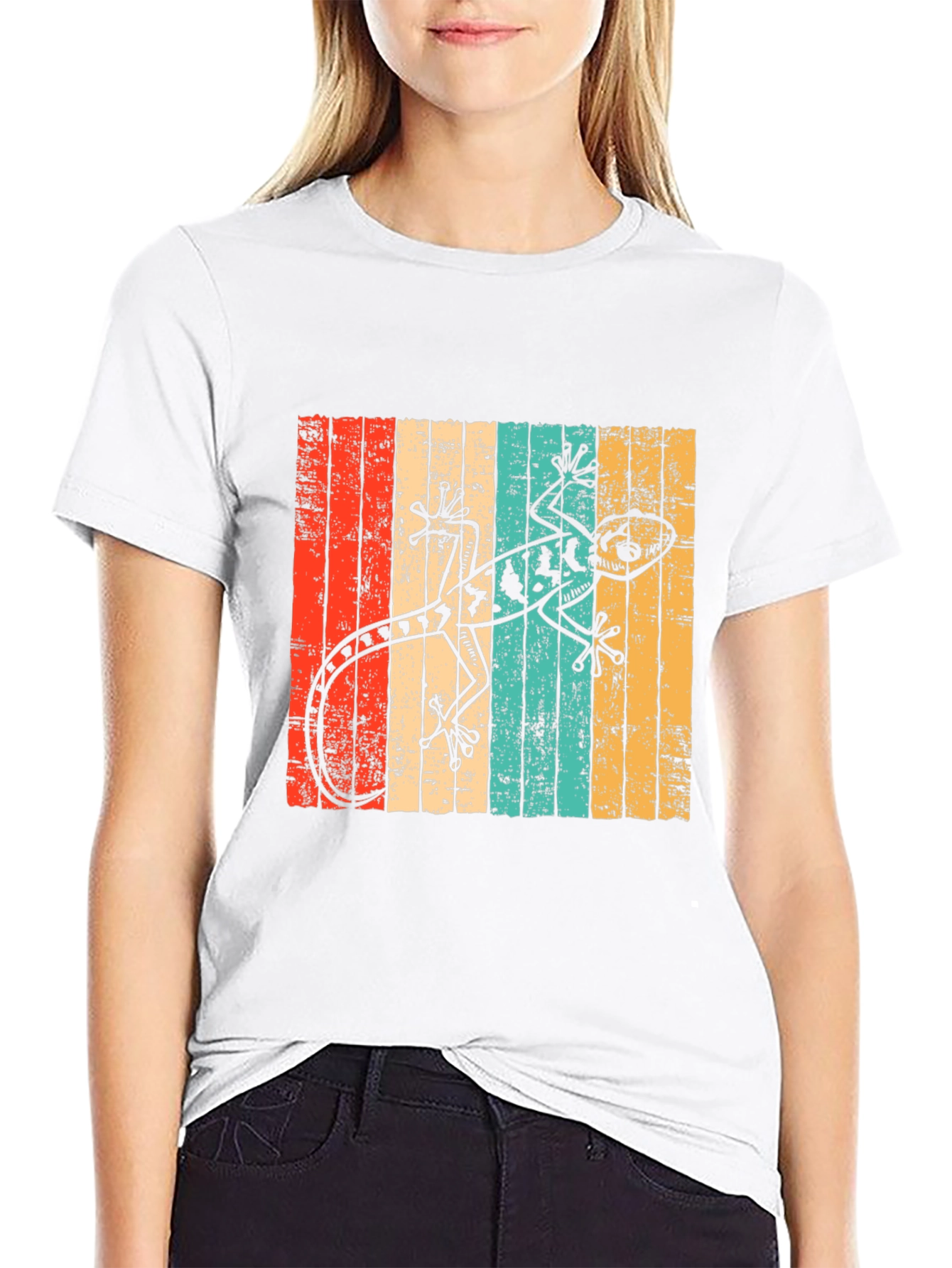 Retro Gecko Graphic T-Shirt - Black