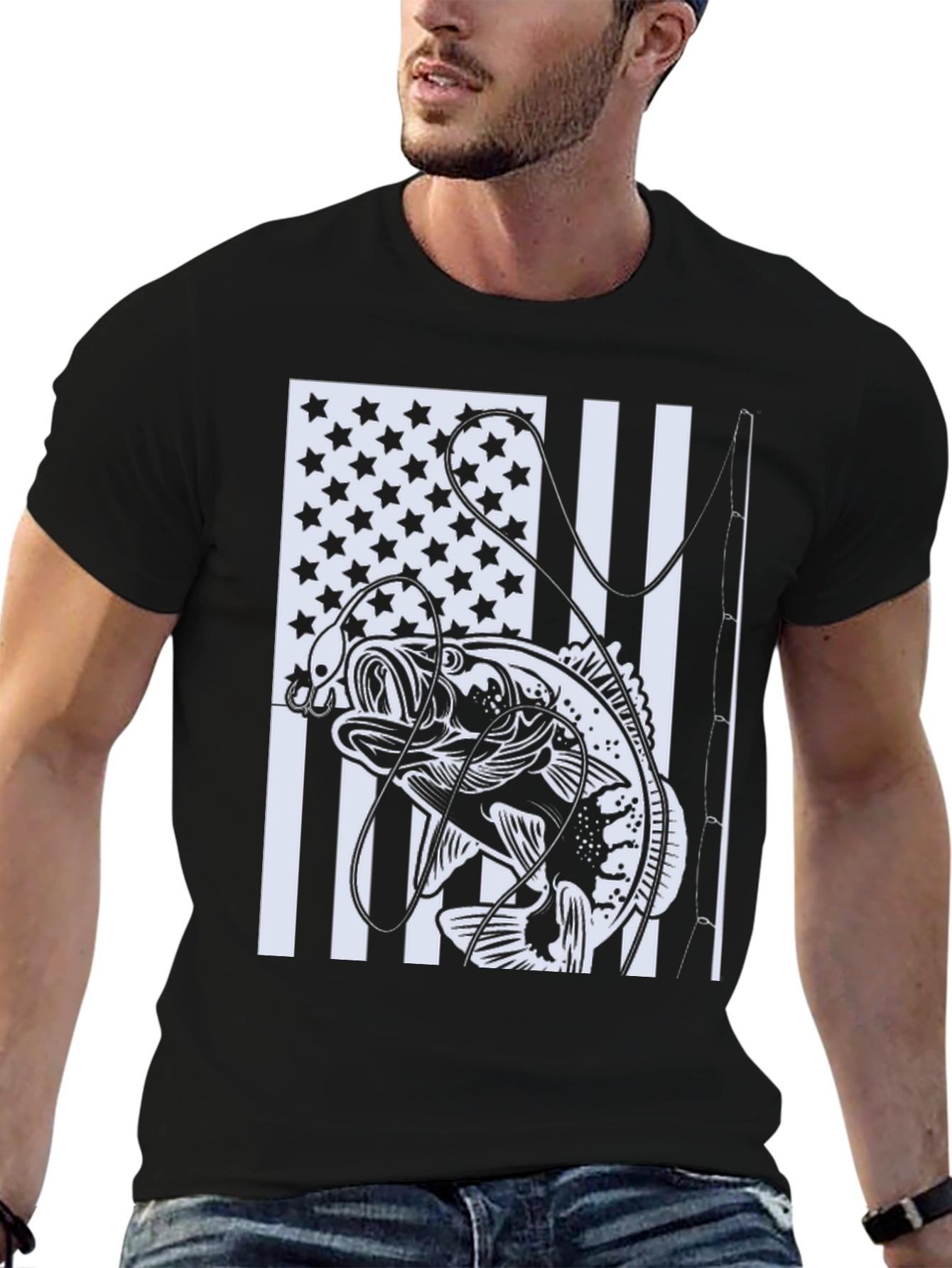 Bass Fishing USA Flag T-Shirt