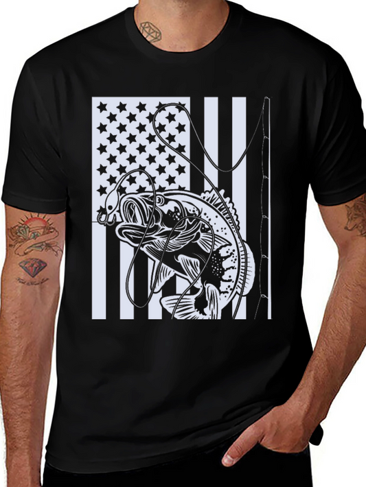 Bass Fishing USA Flag T-Shirt