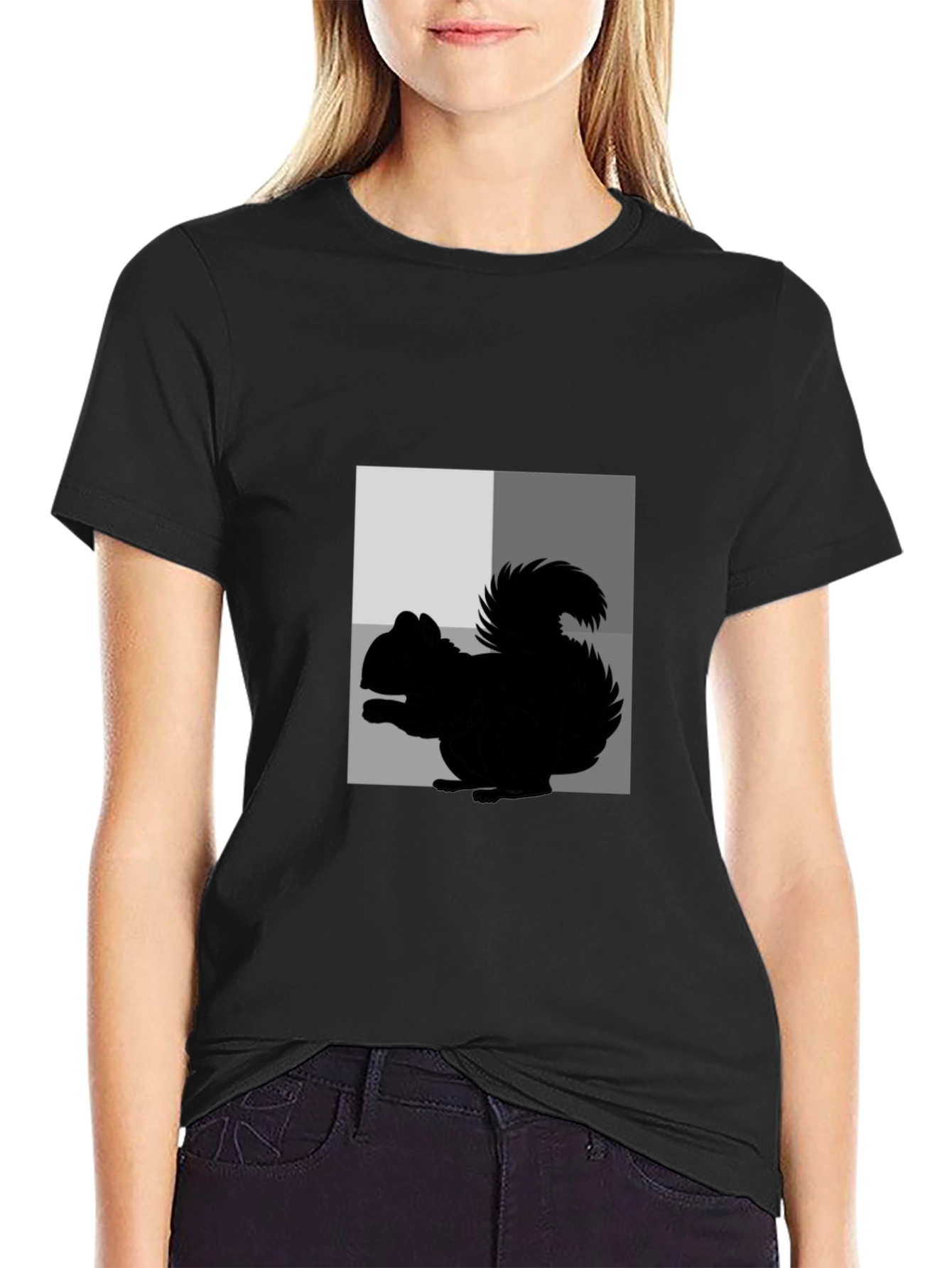 Squirrel Graphic Tee - Black Cotton Blend