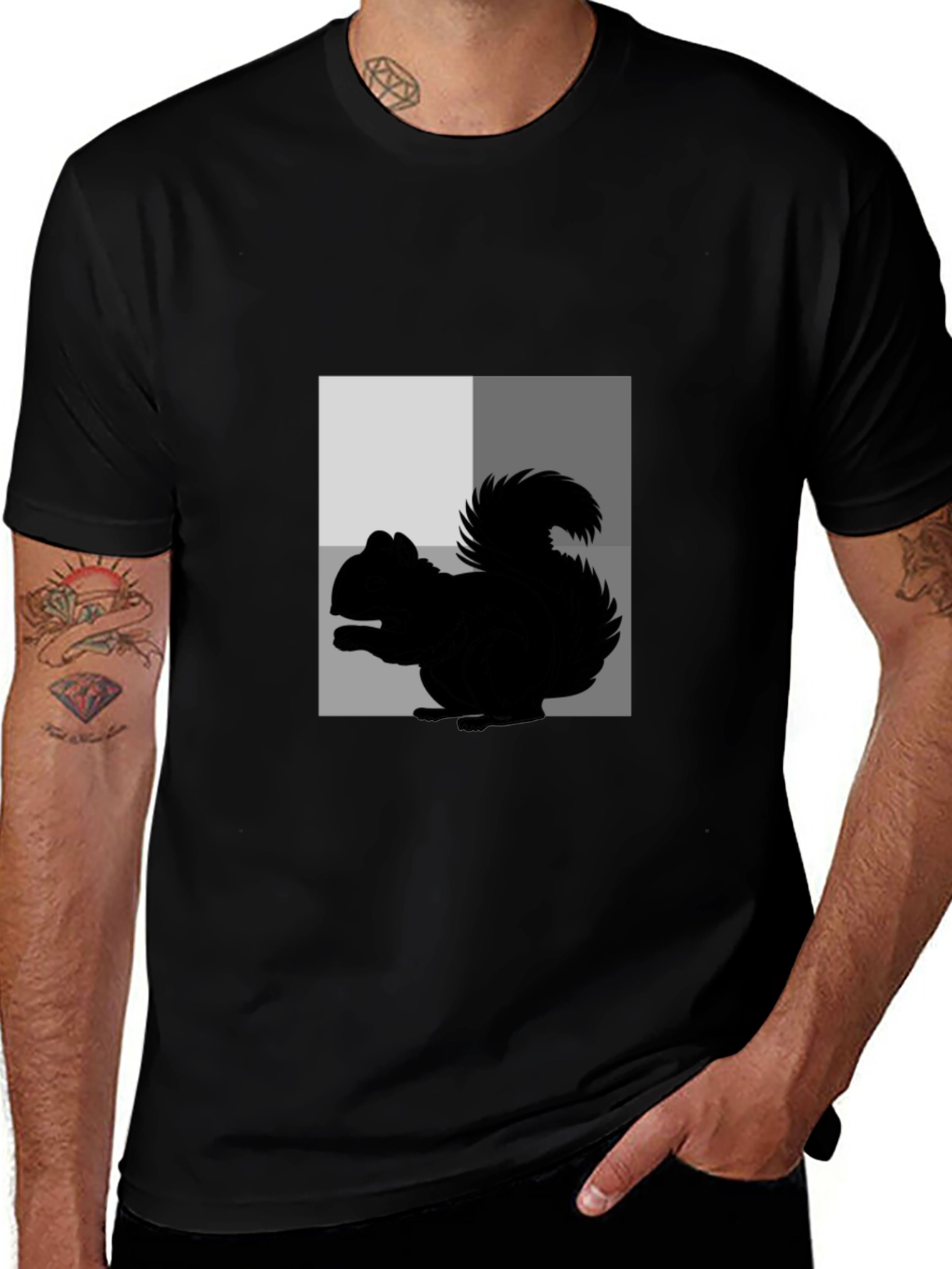 Squirrel Graphic Tee - Black Cotton Blend