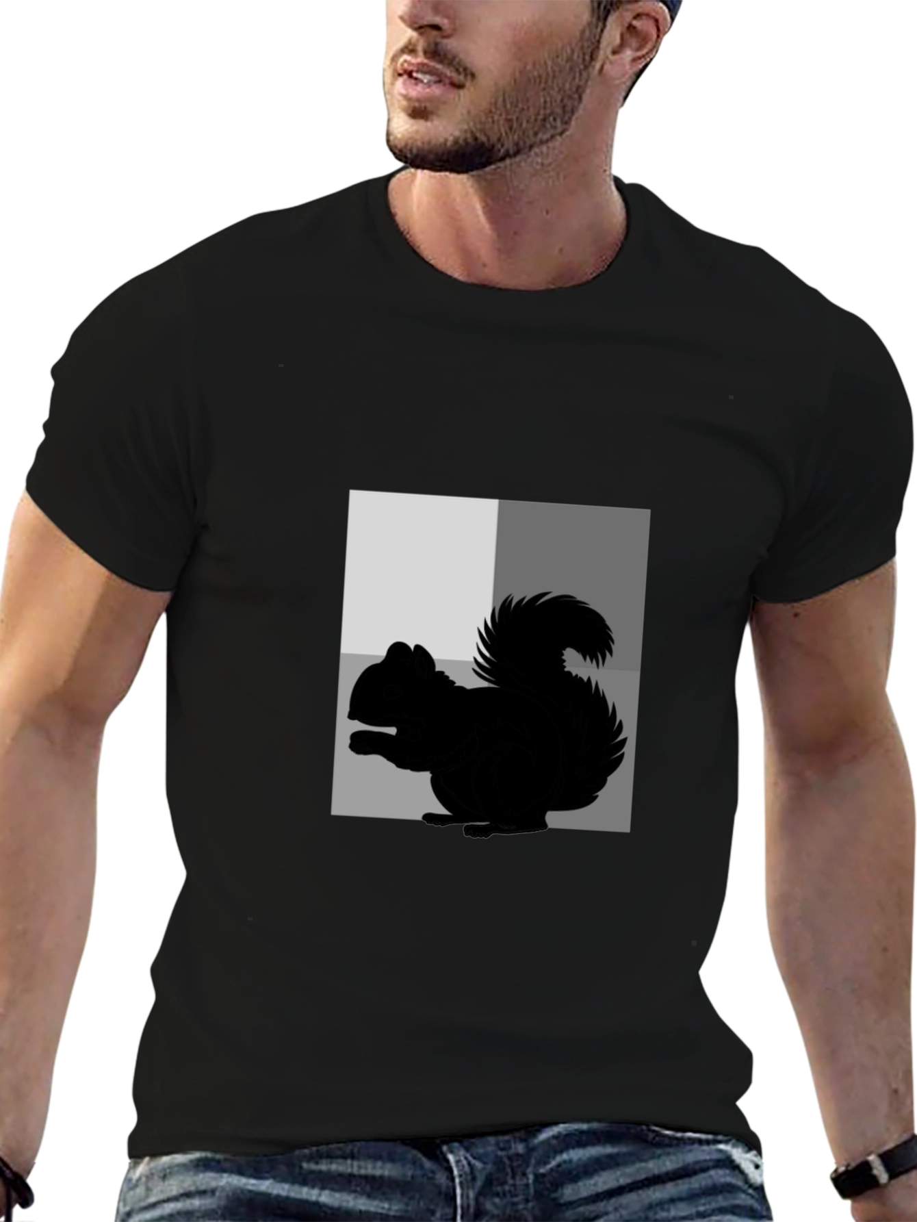 Squirrel Graphic Tee - Black Cotton Blend