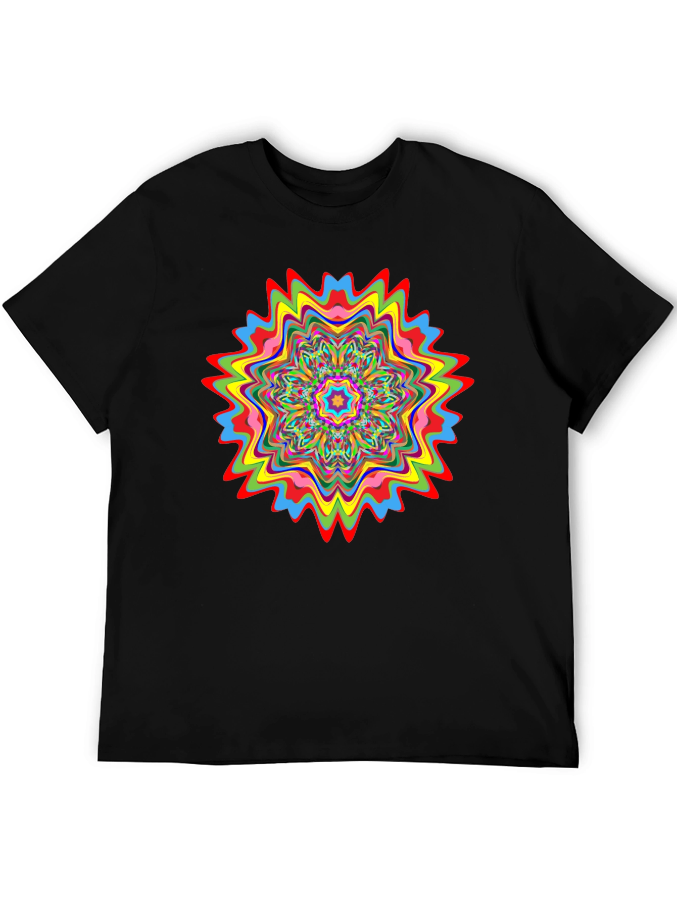 Psychedelic Mandala Graphic Black T-Shirt