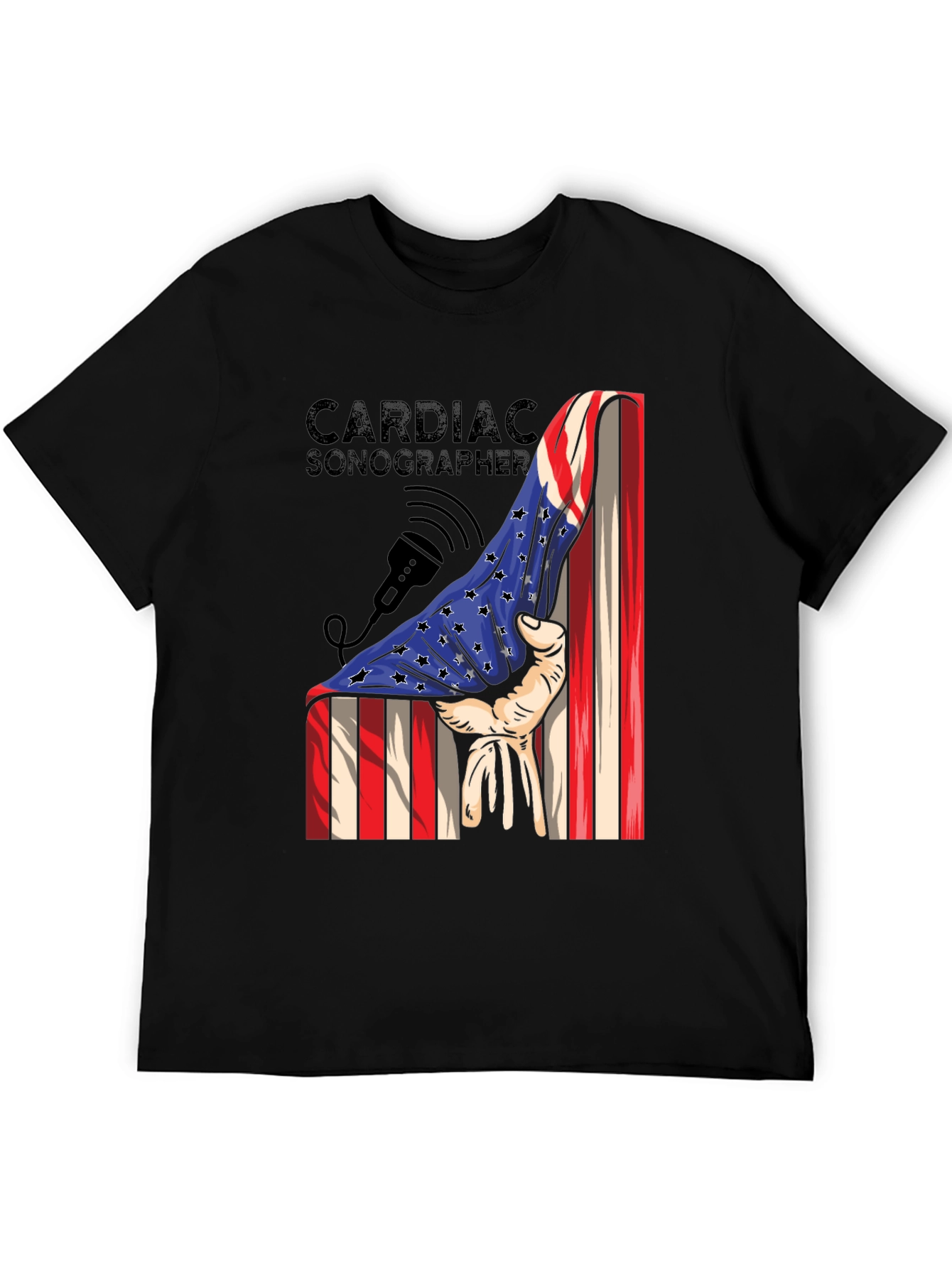 Cardiac Sonographer USA Flag Graphic T-Shirt