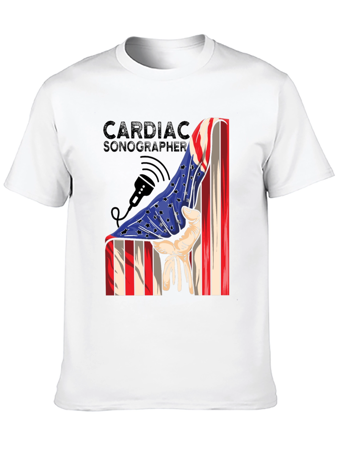 Cardiac Sonographer USA Flag Graphic T-Shirt