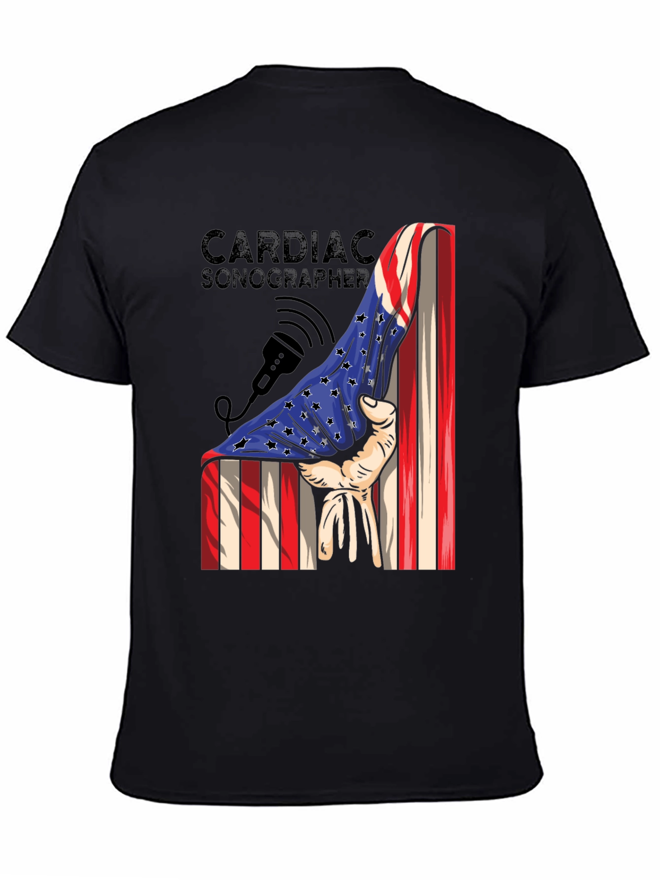 Cardiac Sonographer USA Flag Graphic T-Shirt