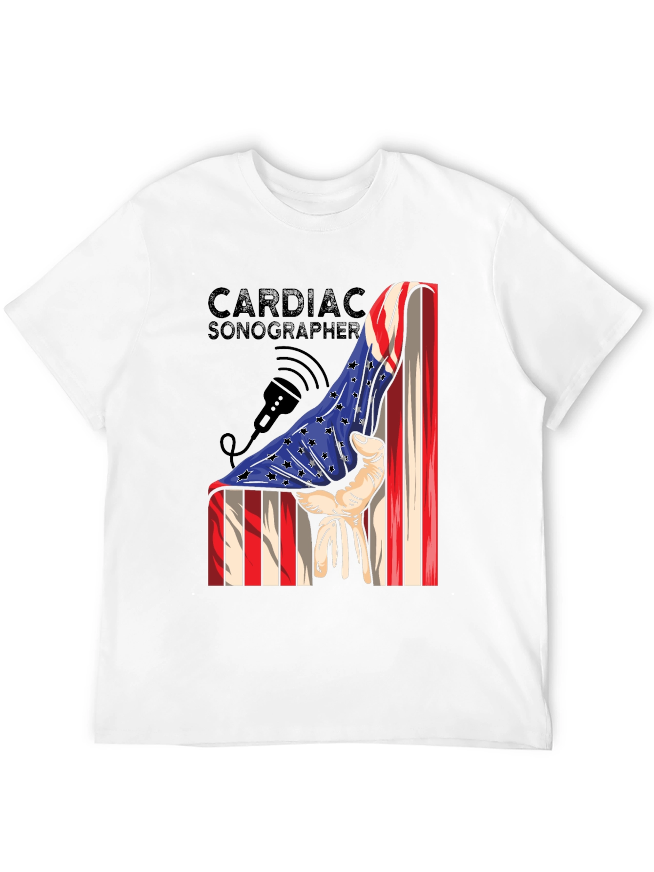 Cardiac Sonographer USA Flag Graphic T-Shirt