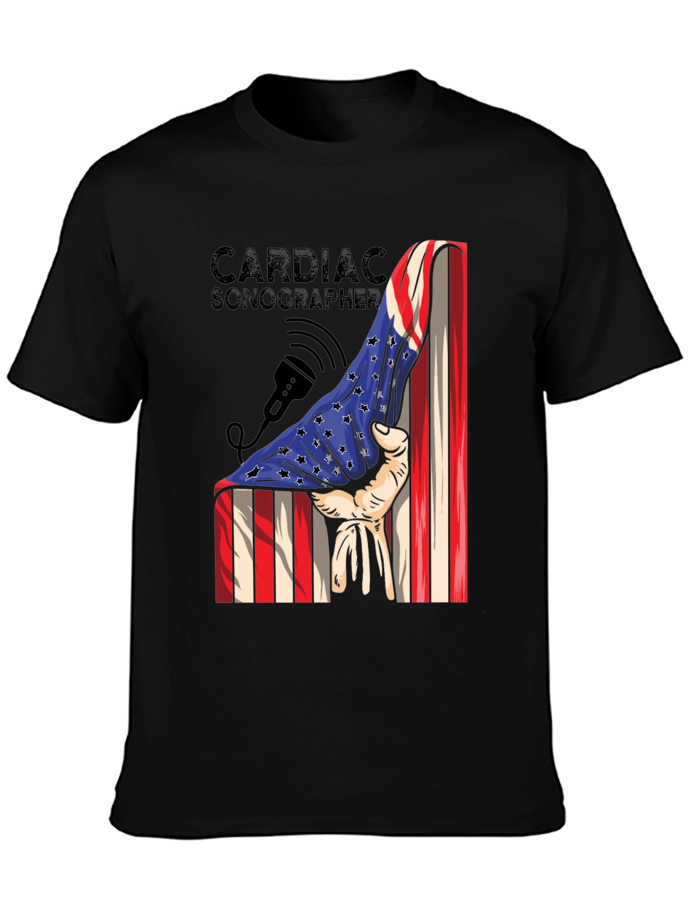 Cardiac Sonographer USA Flag Graphic T-Shirt