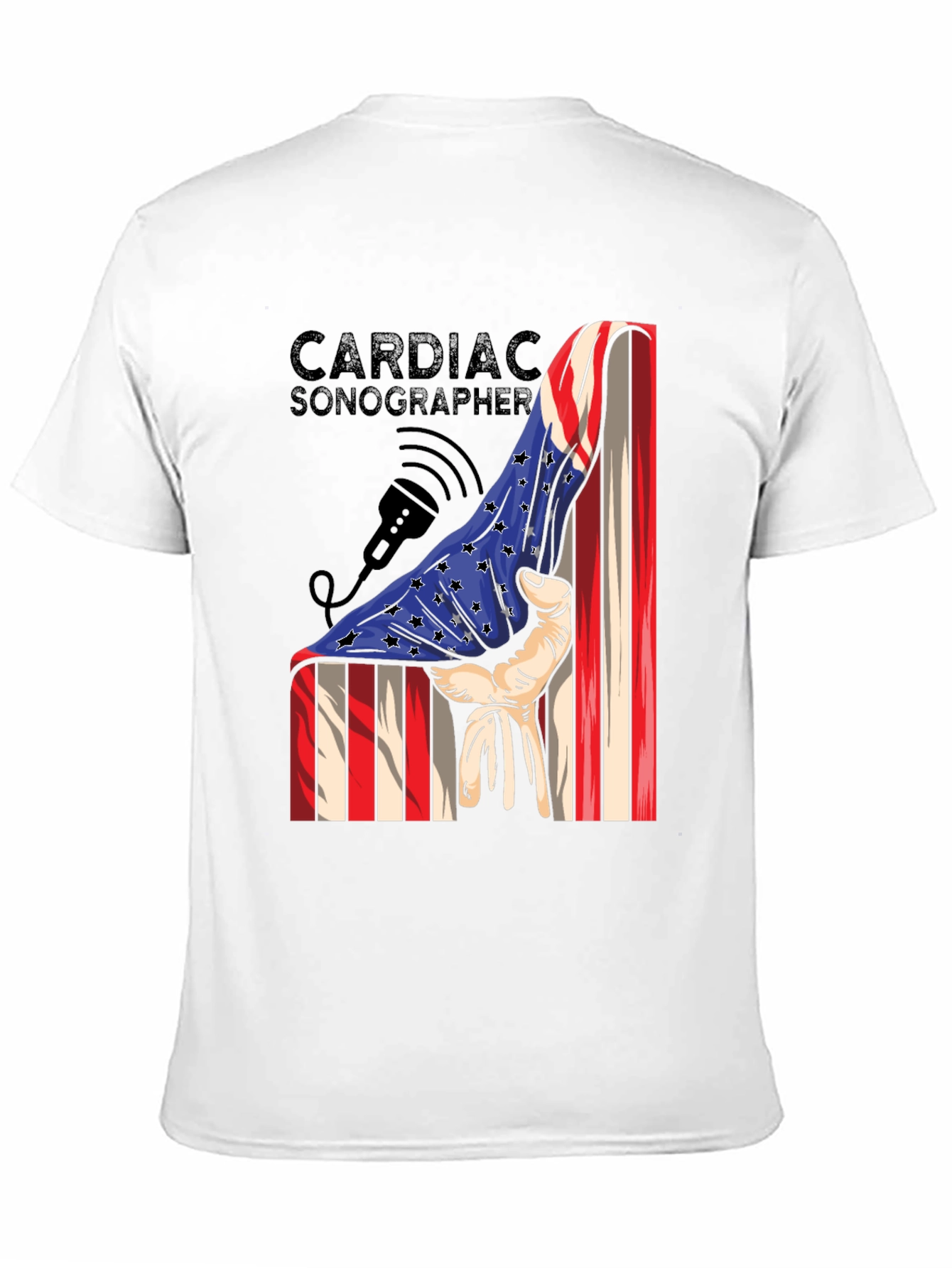 Cardiac Sonographer USA Flag Graphic T-Shirt