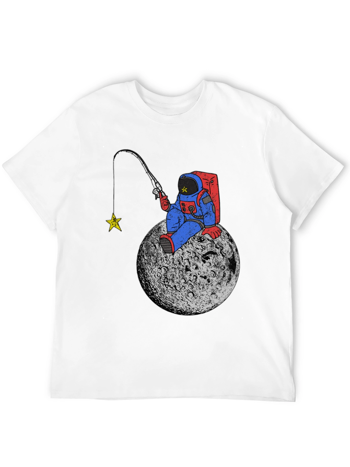Astronaut Fishing for Stars Black T-Shirt