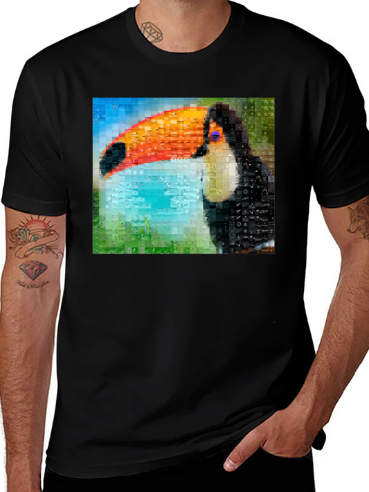 Toucan Mosaic Graphic Tee - Stylish Bird Art Shirt