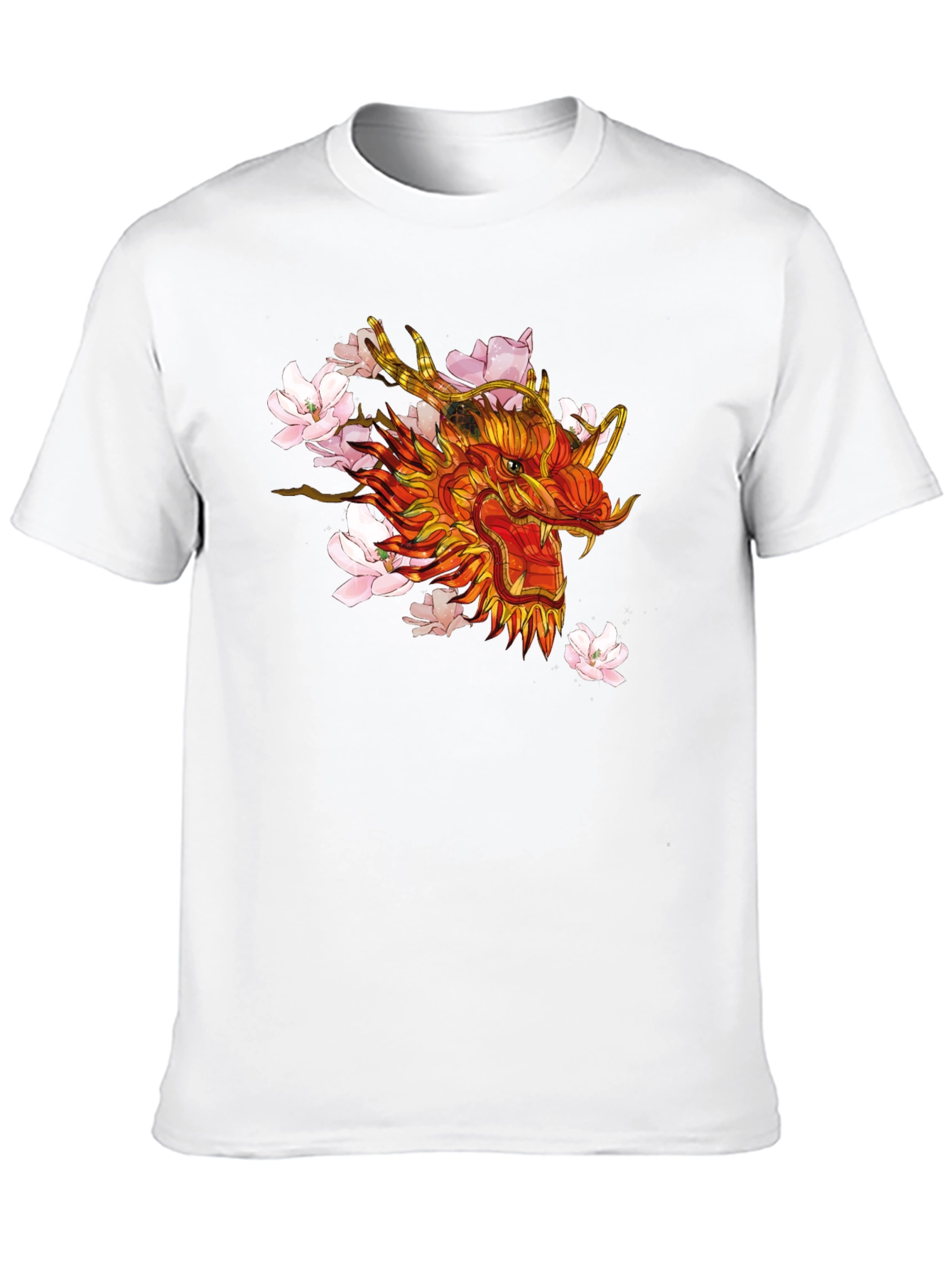 Dragon & Cherry Blossom Graphic Black T-Shirt