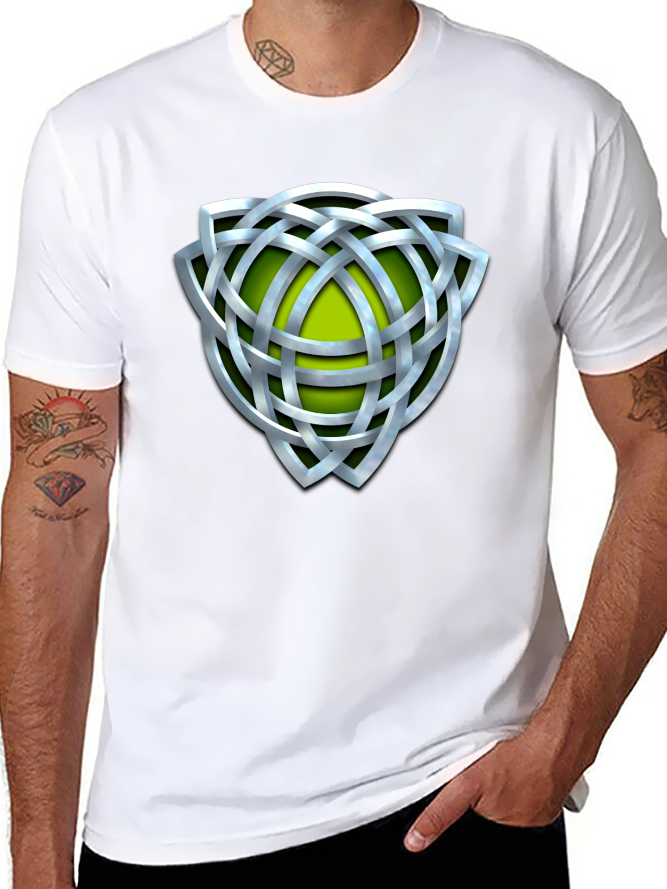 Celtic Knot Graphic Tee - Silver Design