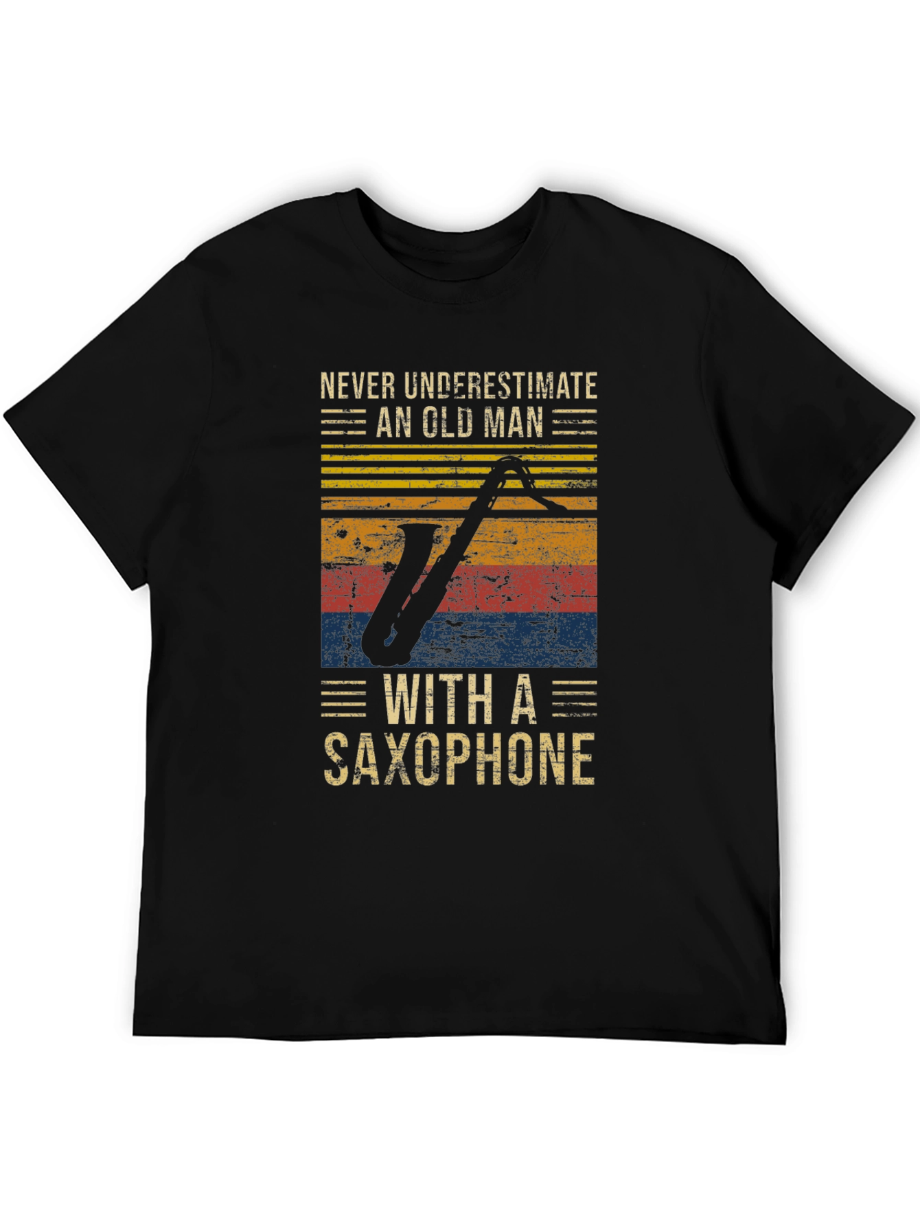 Old Man Saxophone Graphic T-Shirt - Black