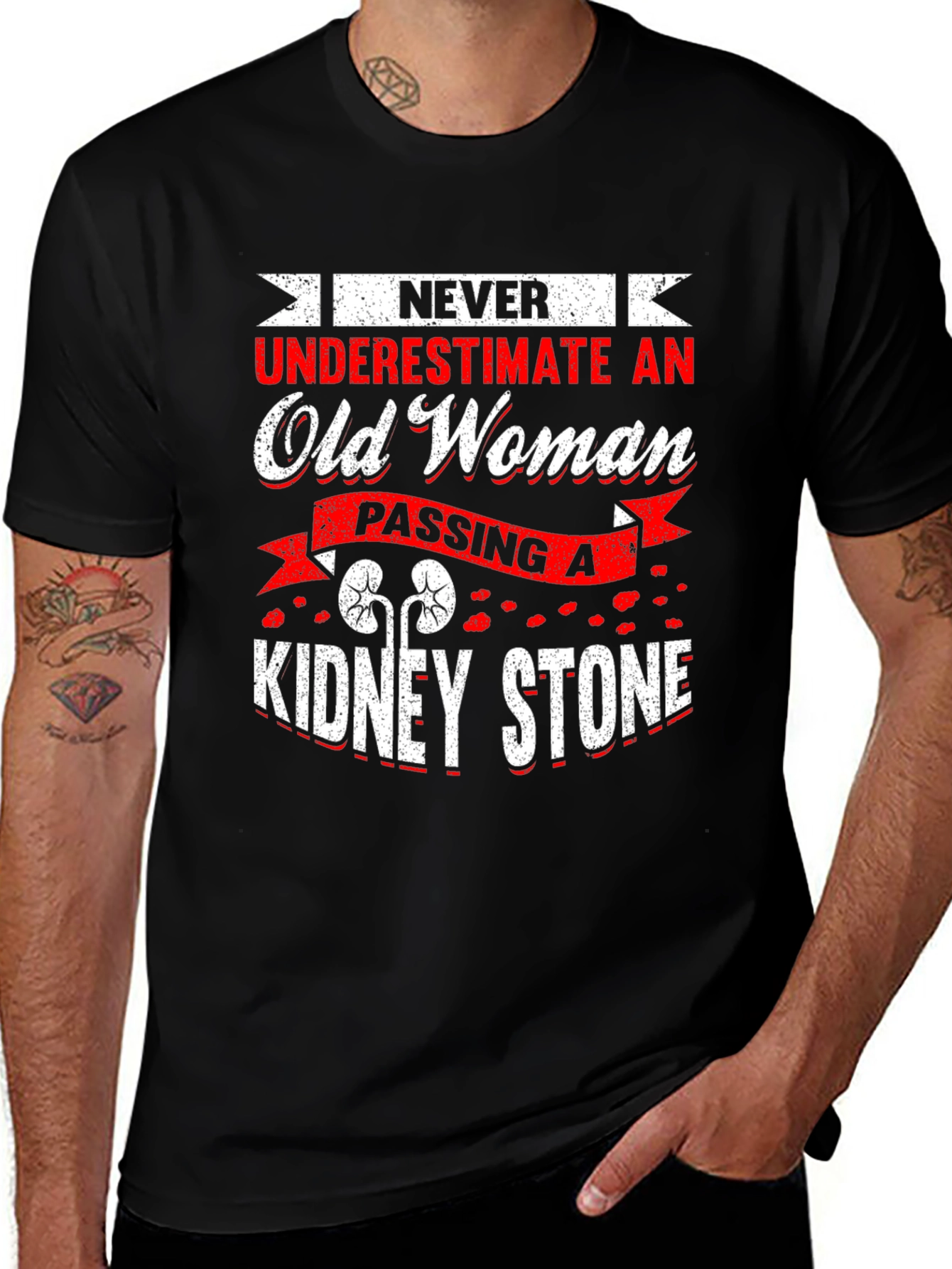 Never Underestimate Old Woman Kidney Stone T-Shirt