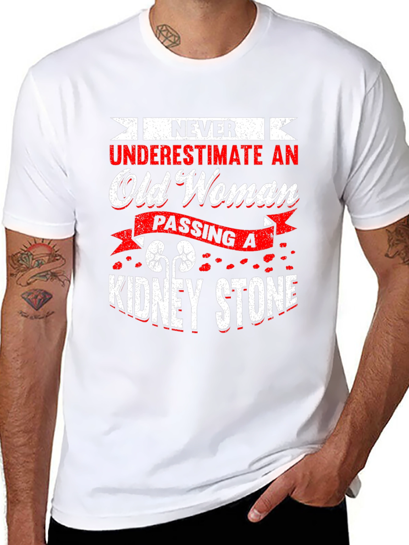 Never Underestimate Old Woman Kidney Stone T-Shirt