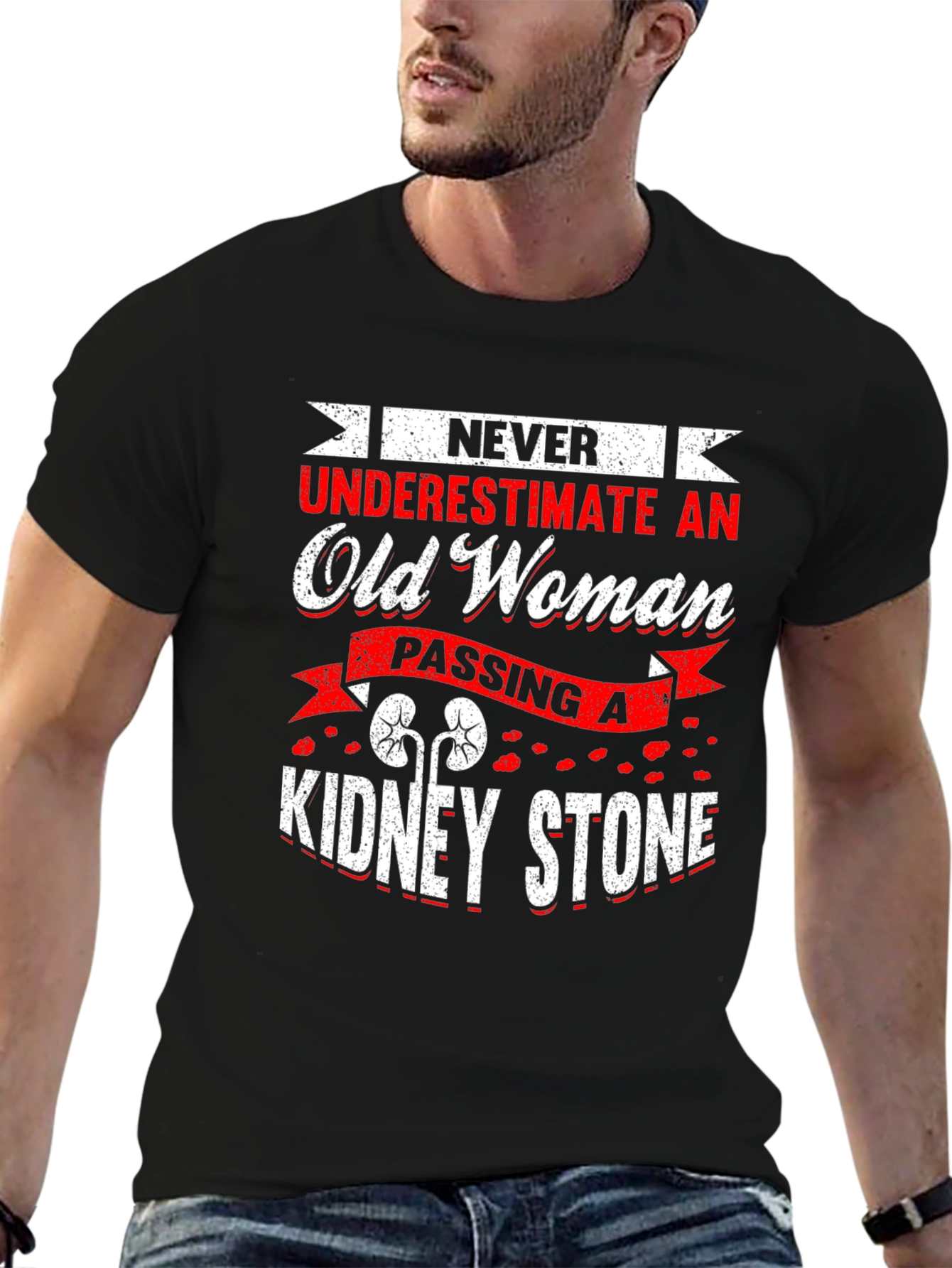 Never Underestimate Old Woman Kidney Stone T-Shirt