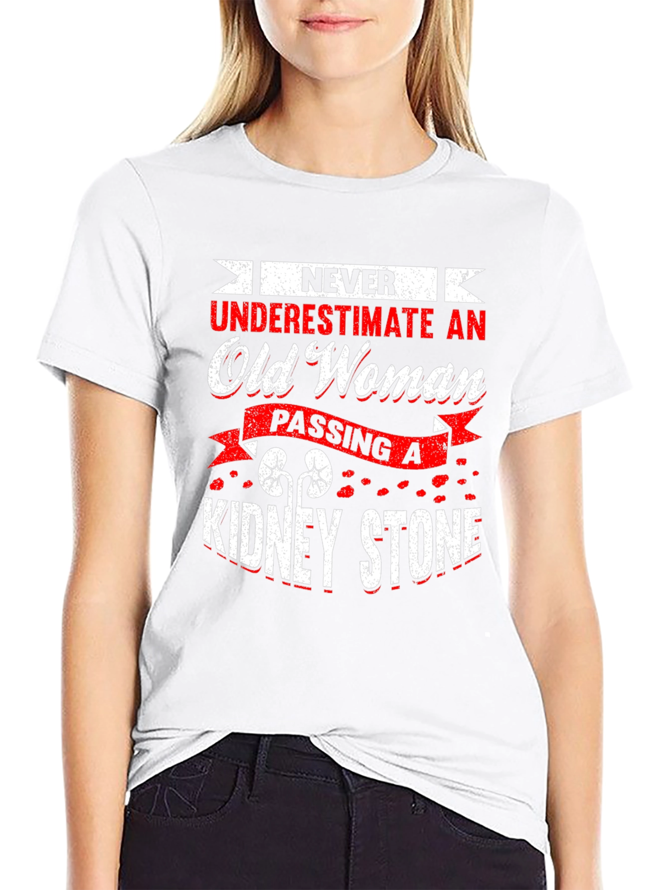 Never Underestimate Old Woman Kidney Stone T-Shirt