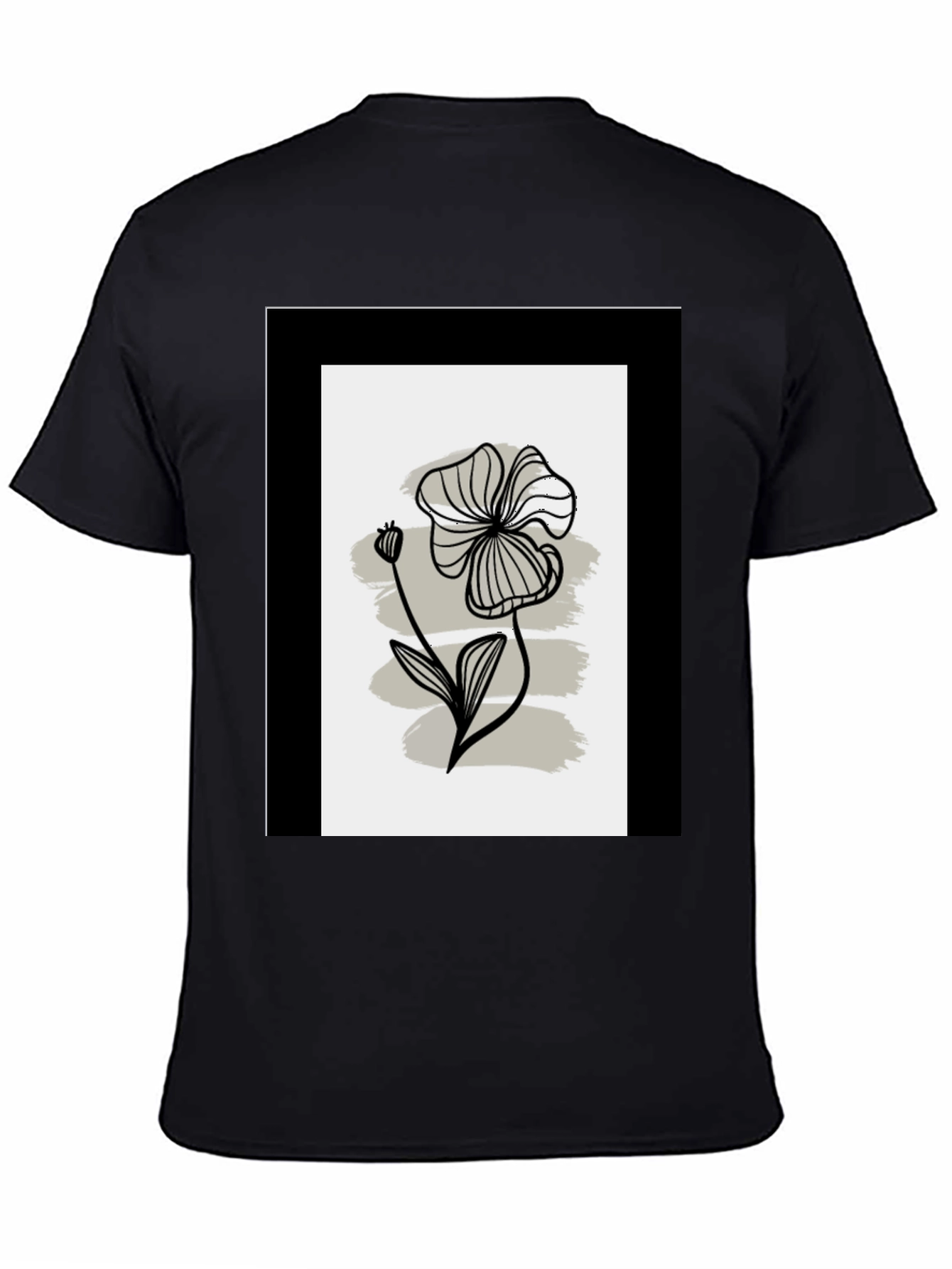 Minimalist Floral Graphic Tee - Black
