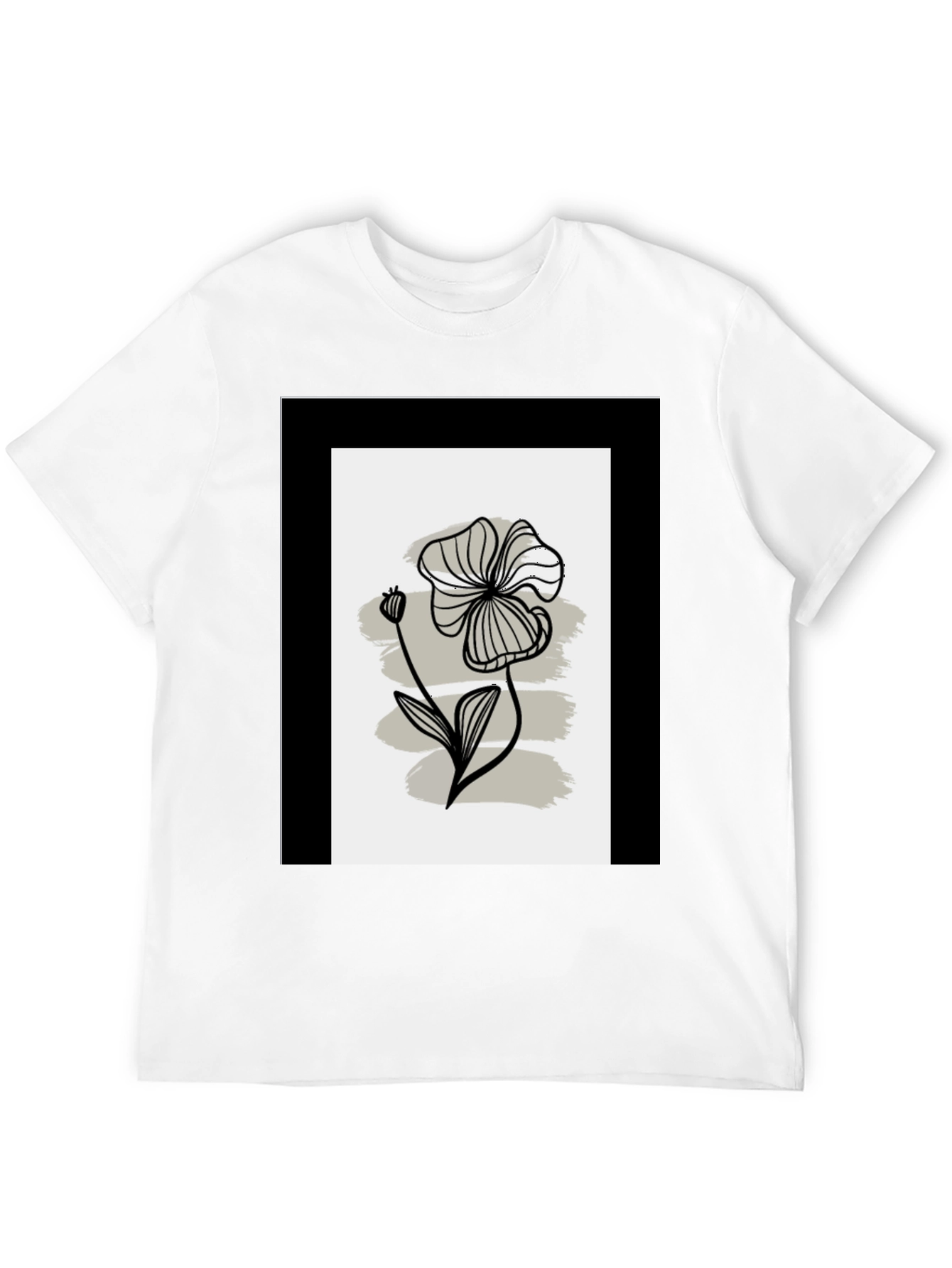 Minimalist Floral Graphic Tee - Black
