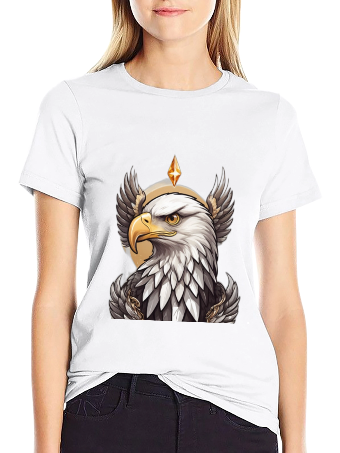 Eagle Crown Graphic Tee - Black Cotton T-Shirt