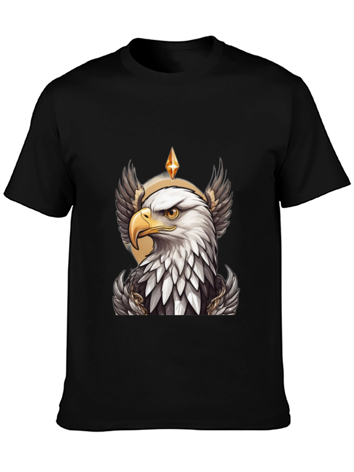 Eagle Crown Graphic Tee - Black Cotton T-Shirt