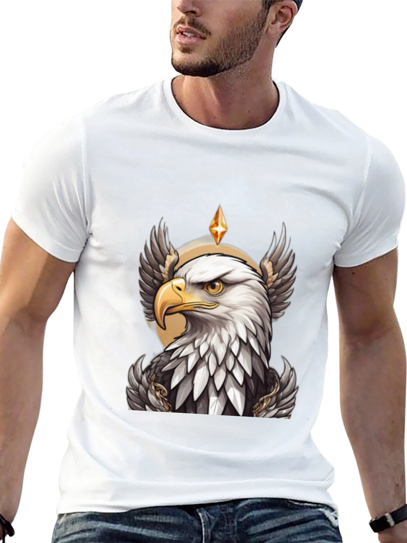 Eagle Crown Graphic Tee - Black Cotton T-Shirt